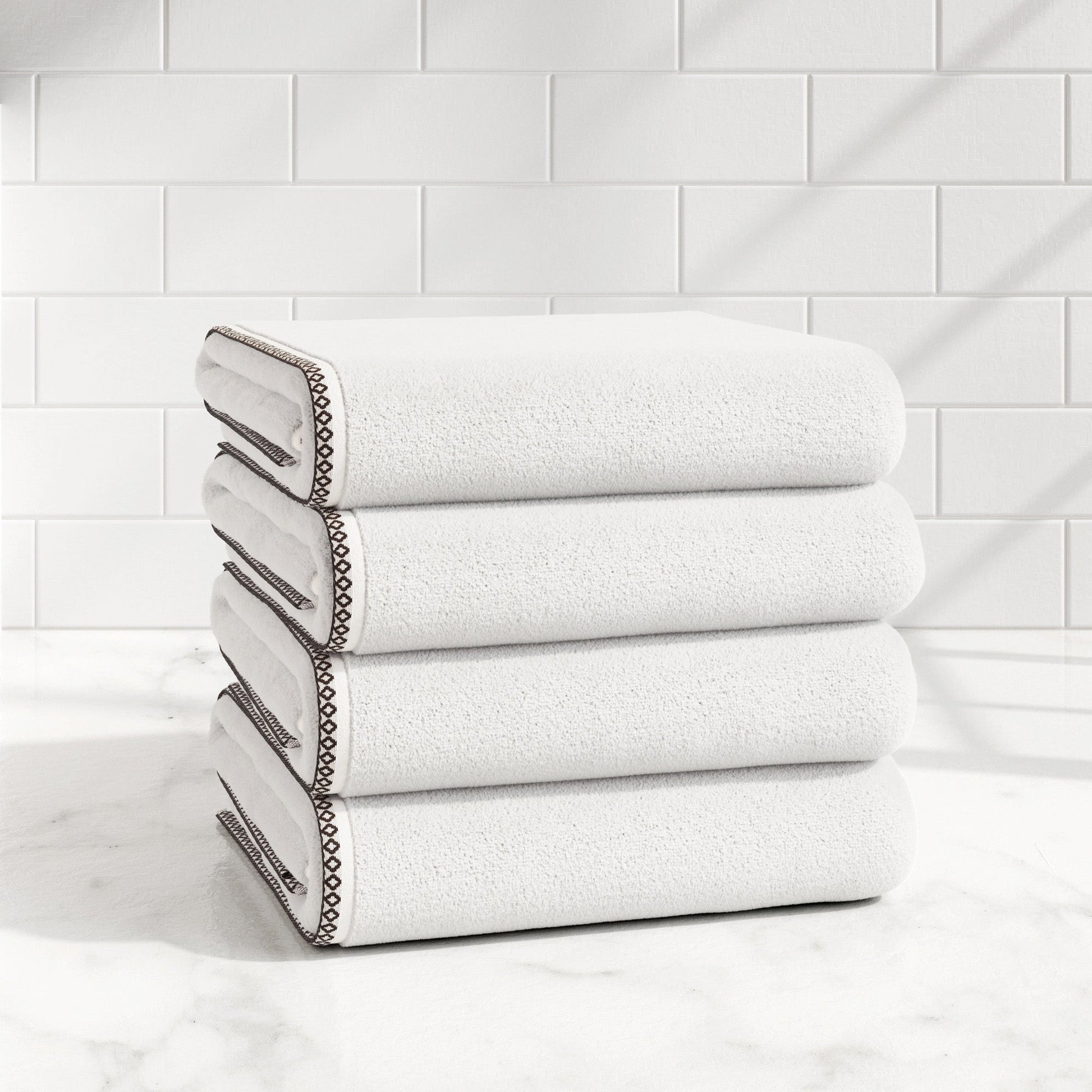Cotton Border-Stitched 6-Piece Towel Set - Valery Collection - Best Buy Furniture