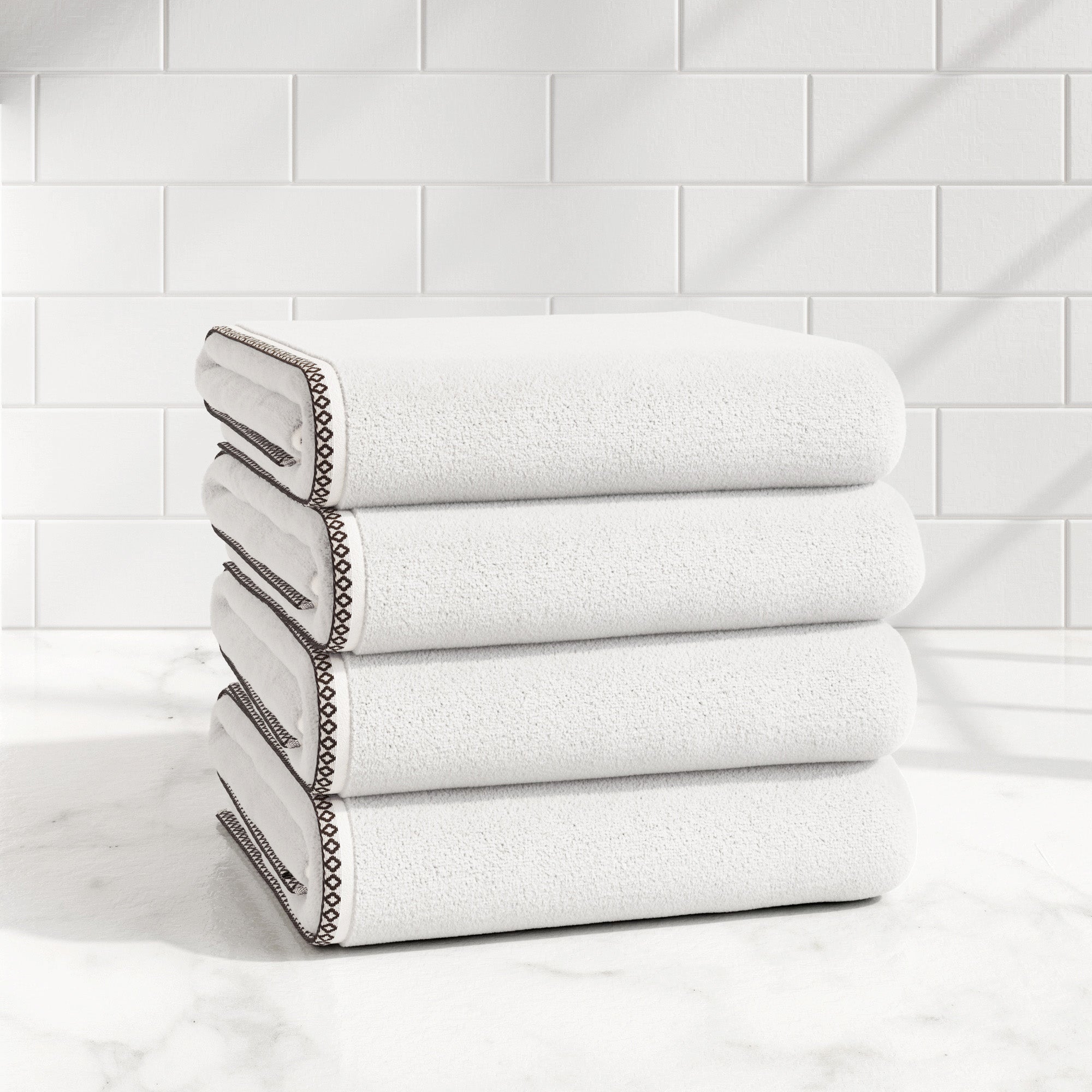 Cotton Border-Stitched 6-Piece Towel Set - Valery Collection - Best Buy Furniture