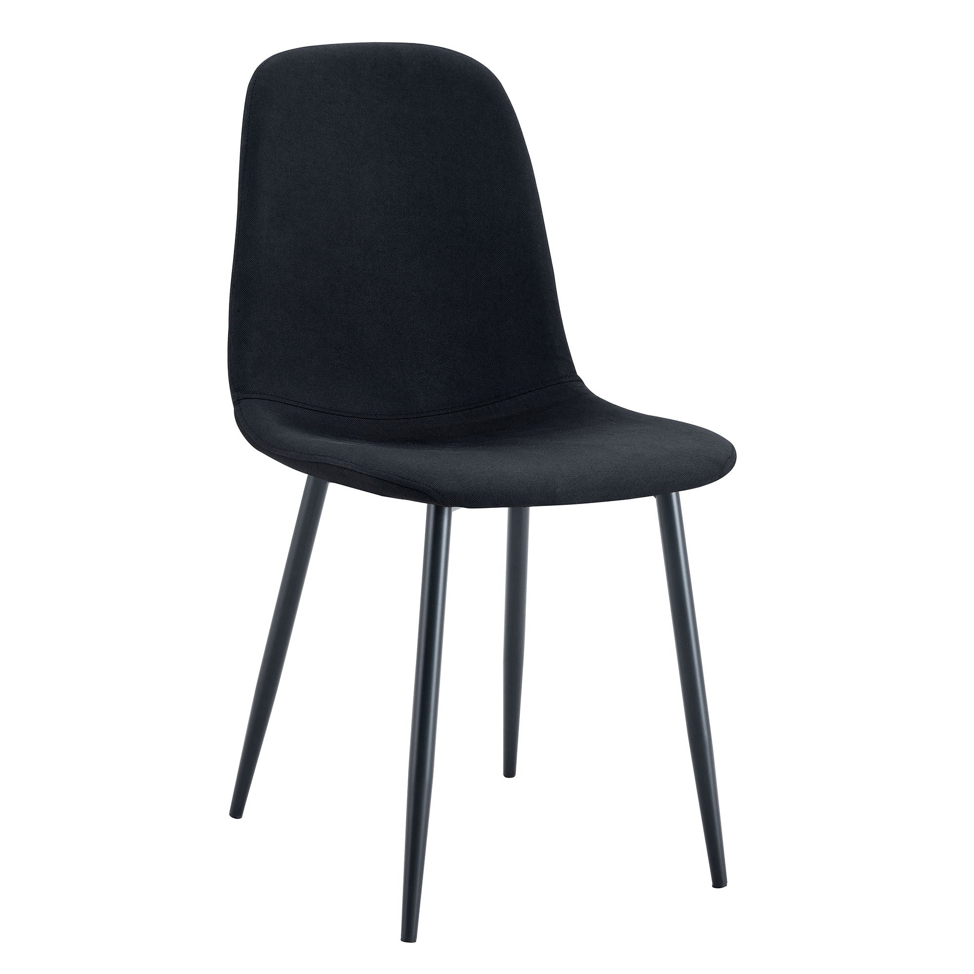 Modern Medieval Style Cushioned Side Chairs Set With Black Metal Legs For Kitchens - Best Buy Furniture