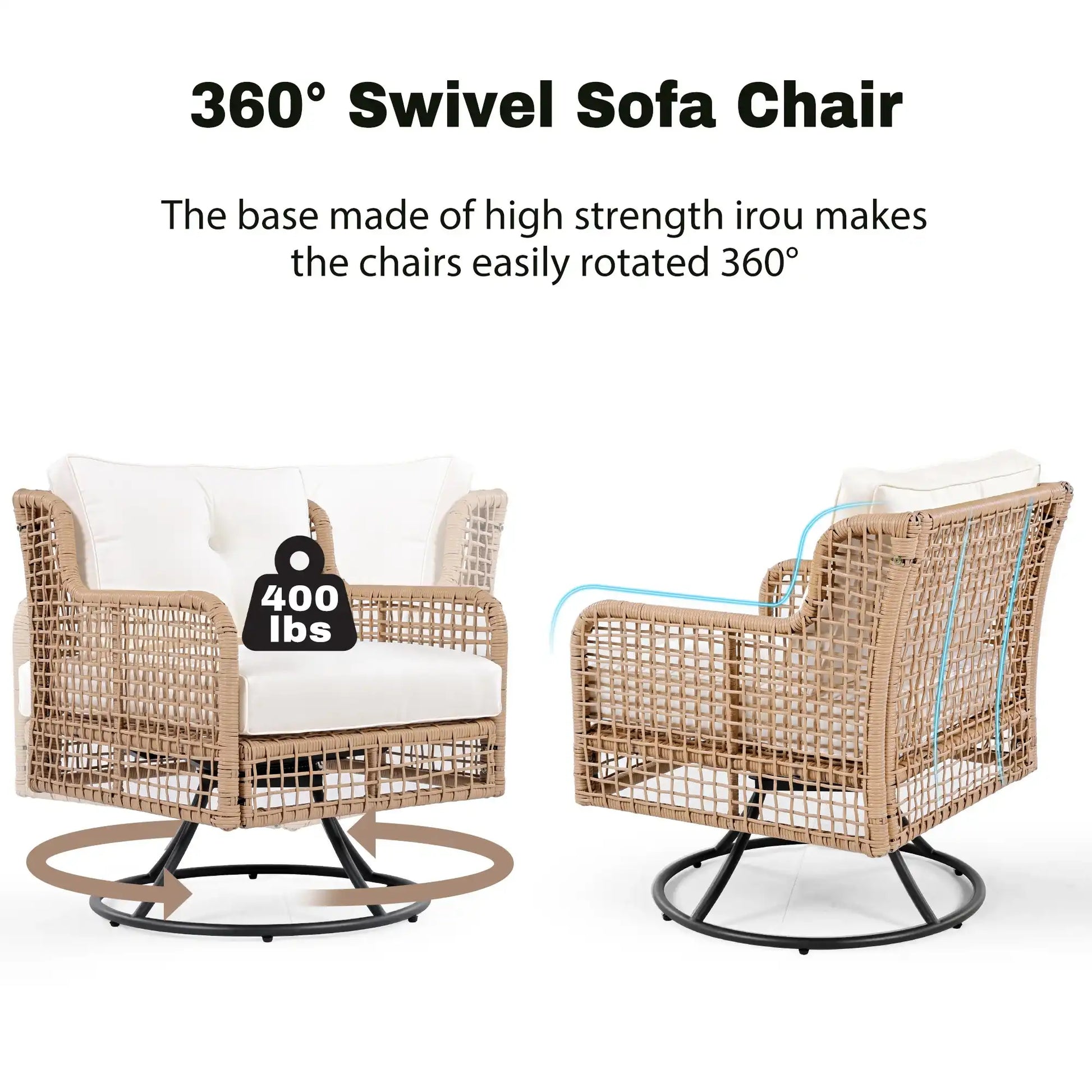 4 Piece Sectional Rattan Patio Furniture Set with Swivel Chairs - Best Buy Furniture