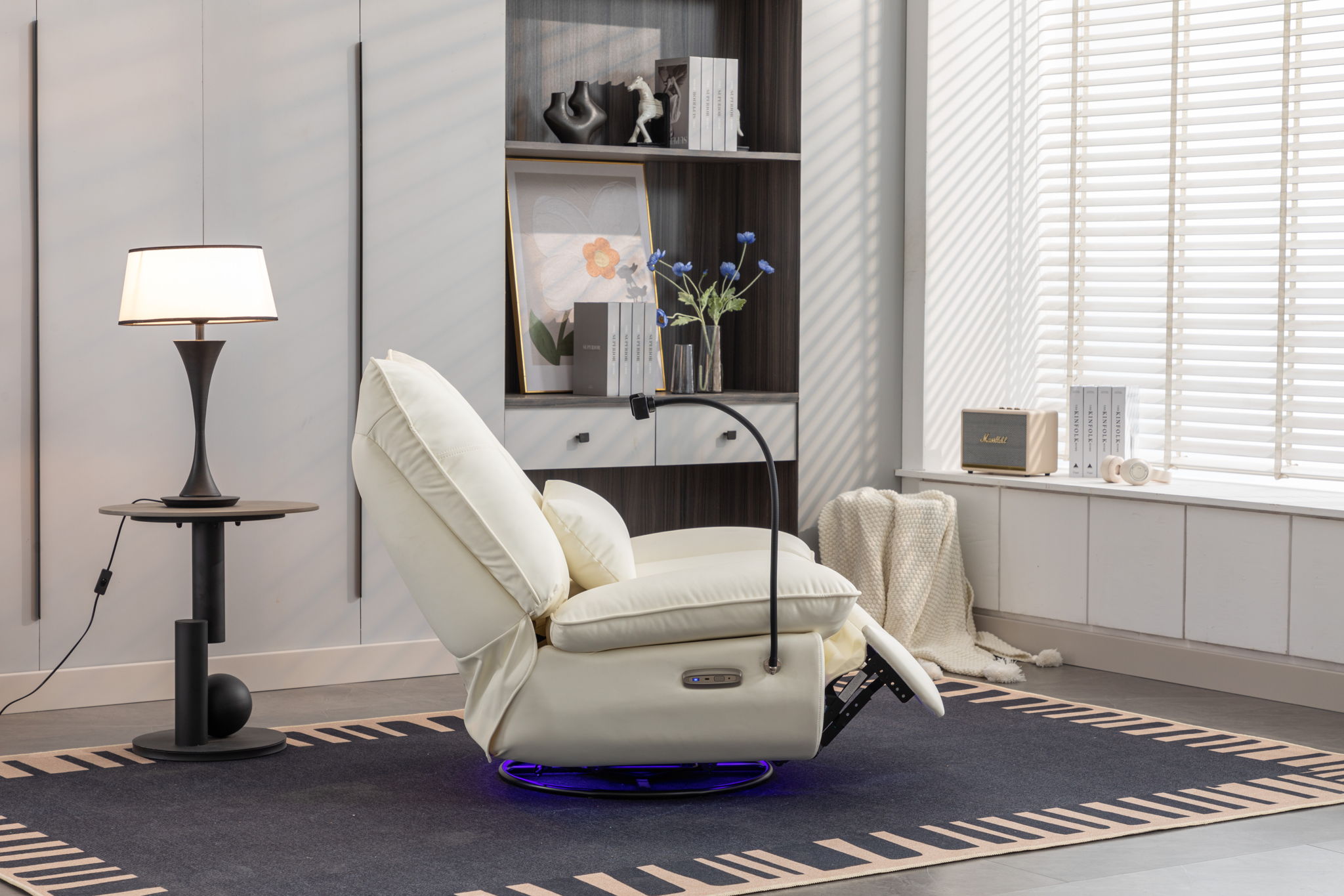 270 Swivel Glider Recliner Chair, Power Recliner Rocking Chair, USB Port Charge For Nursery Chair With Atmosphere Lamp For Living Room Bedroom Apartment - Best Buy Furniture