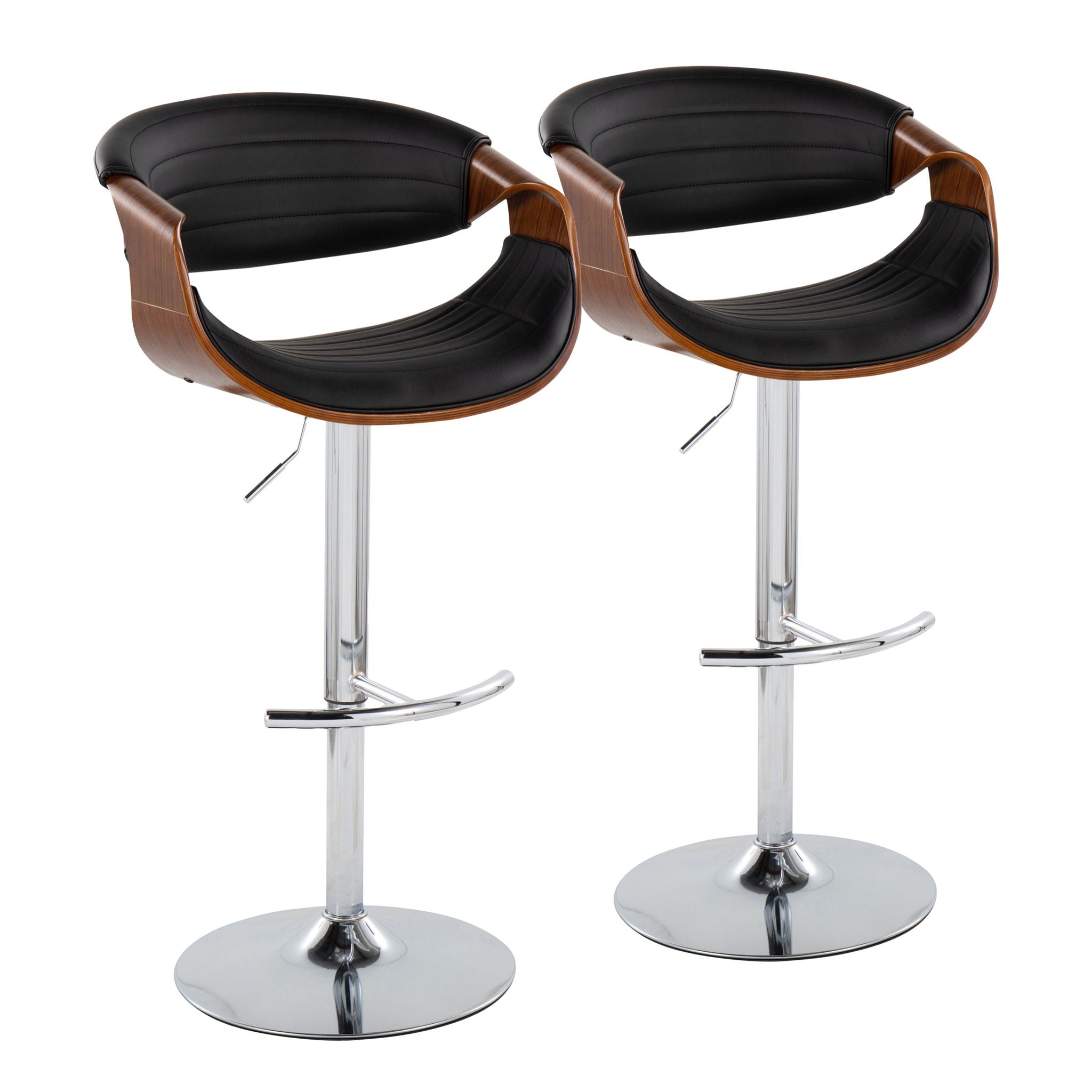 Symphony - Mid Century Modern Adjustable Barstool & Swivel With Rounded T Footrest (Set of 2) - Best Buy Furniture