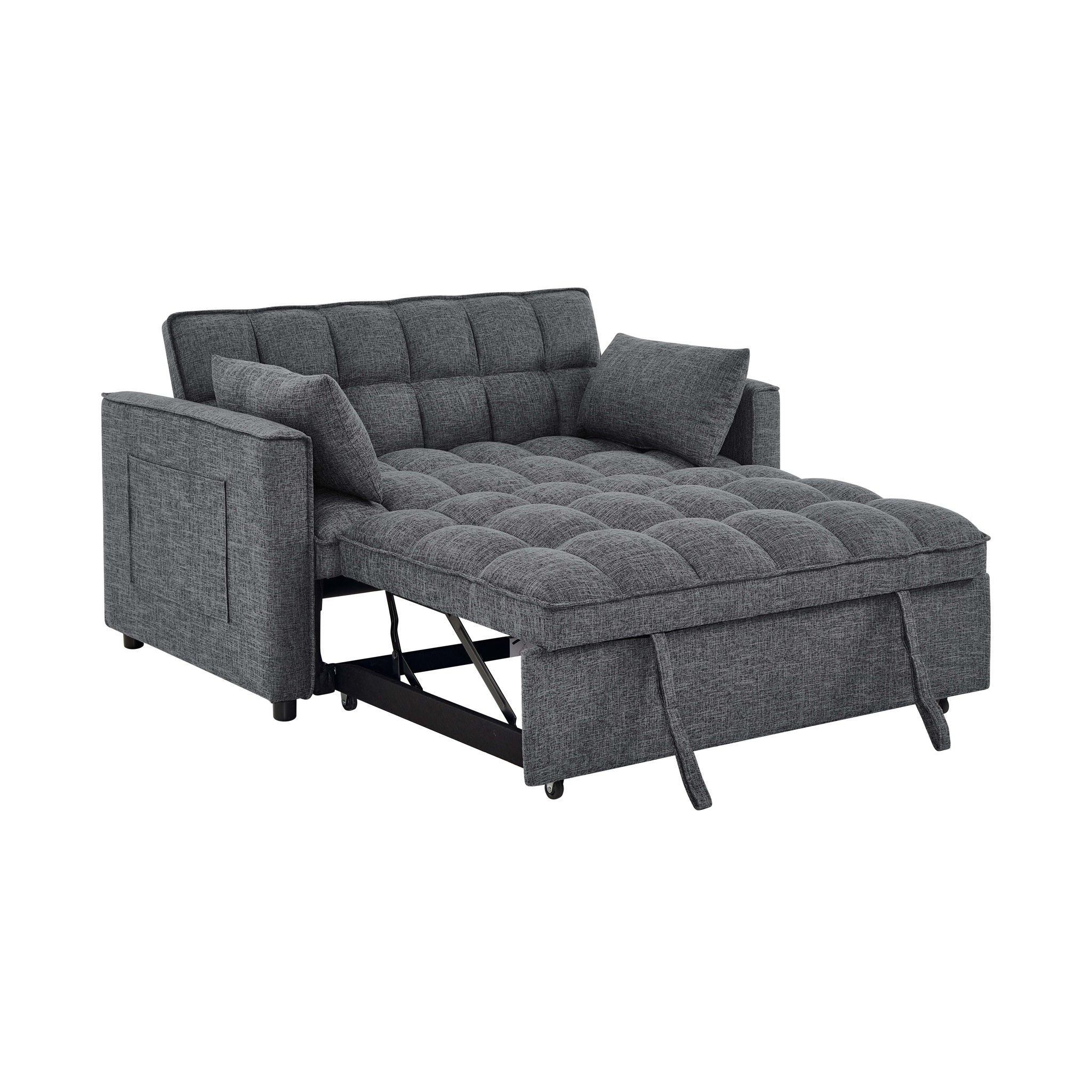 Sienna - Tufted Convertible Sleeper Sofa With Chaise - Gray - Best Buy Furniture