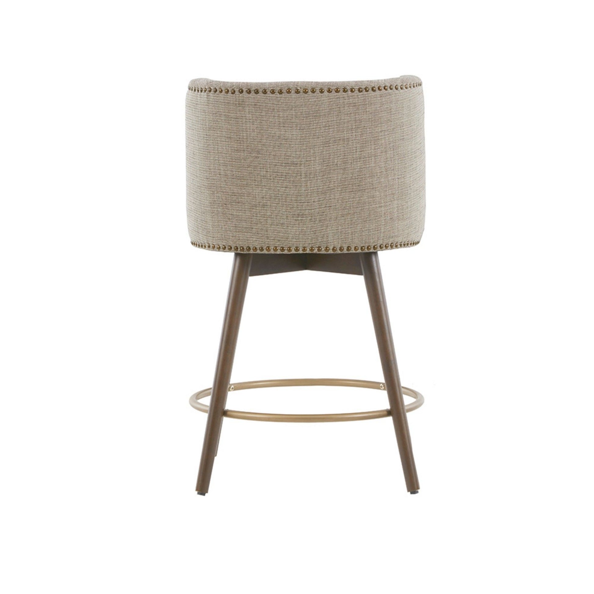 Swivel Counter Stool With Antique Bronze Detailing - Beige Multi - Best Buy Furniture