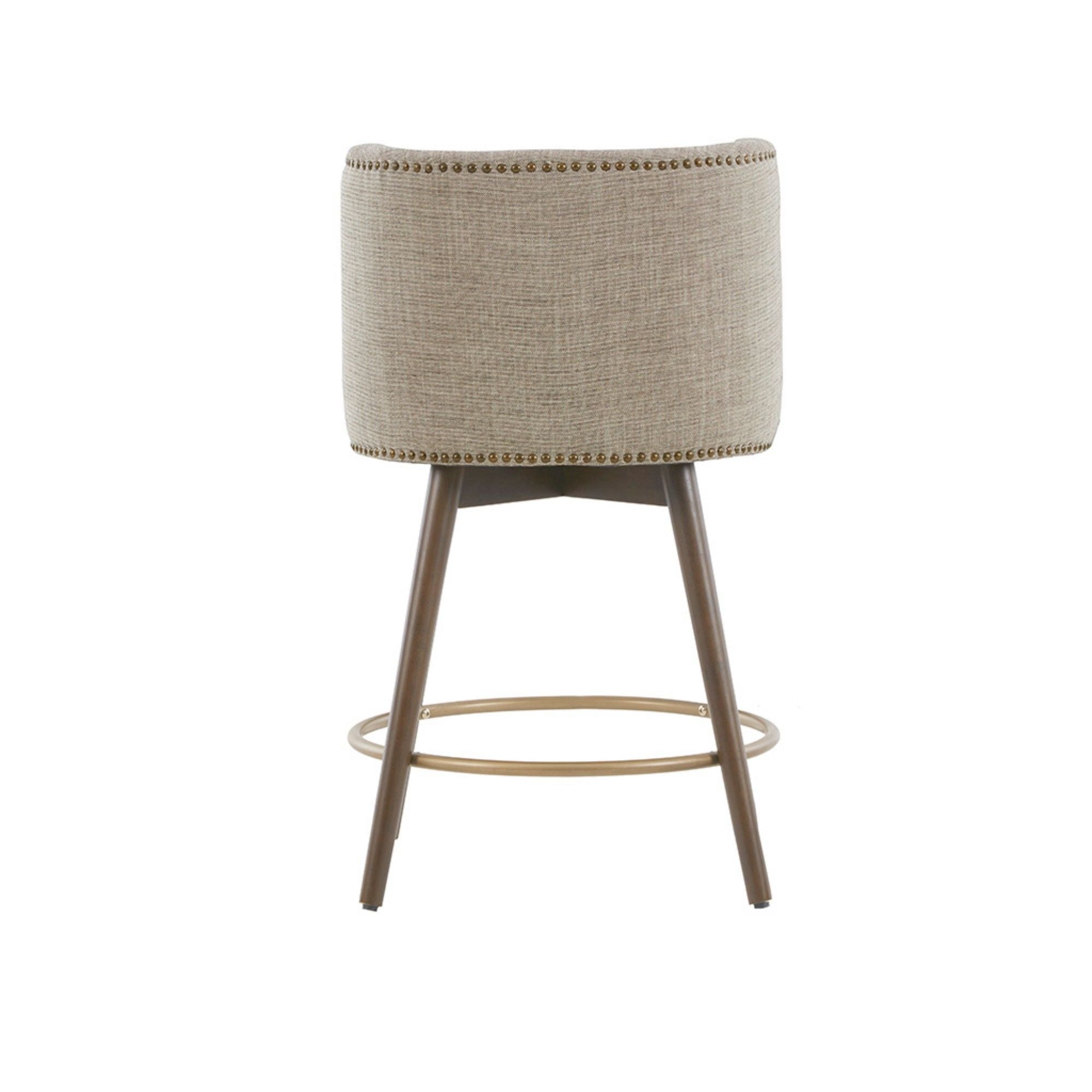Swivel Counter Stool With Antique Bronze Detailing - Beige Multi - Best Buy Furniture
