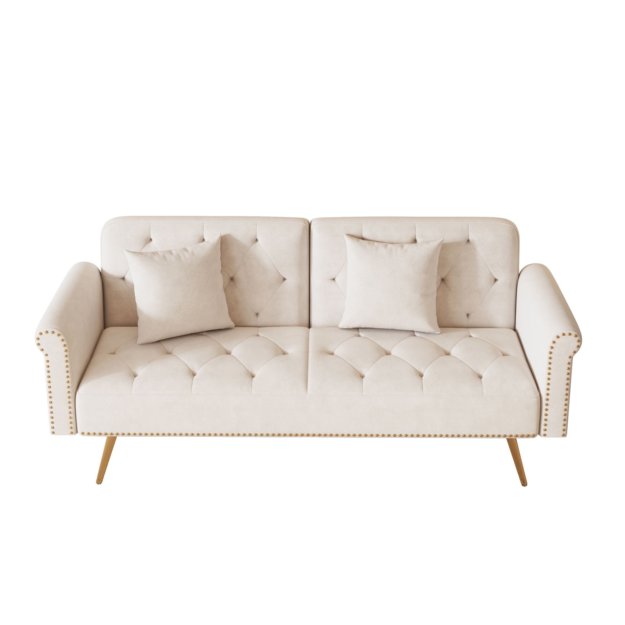 Luxurious Velvet Sofa Bed With Nail Head Trim And Matching Pillow - Best Buy Furniture