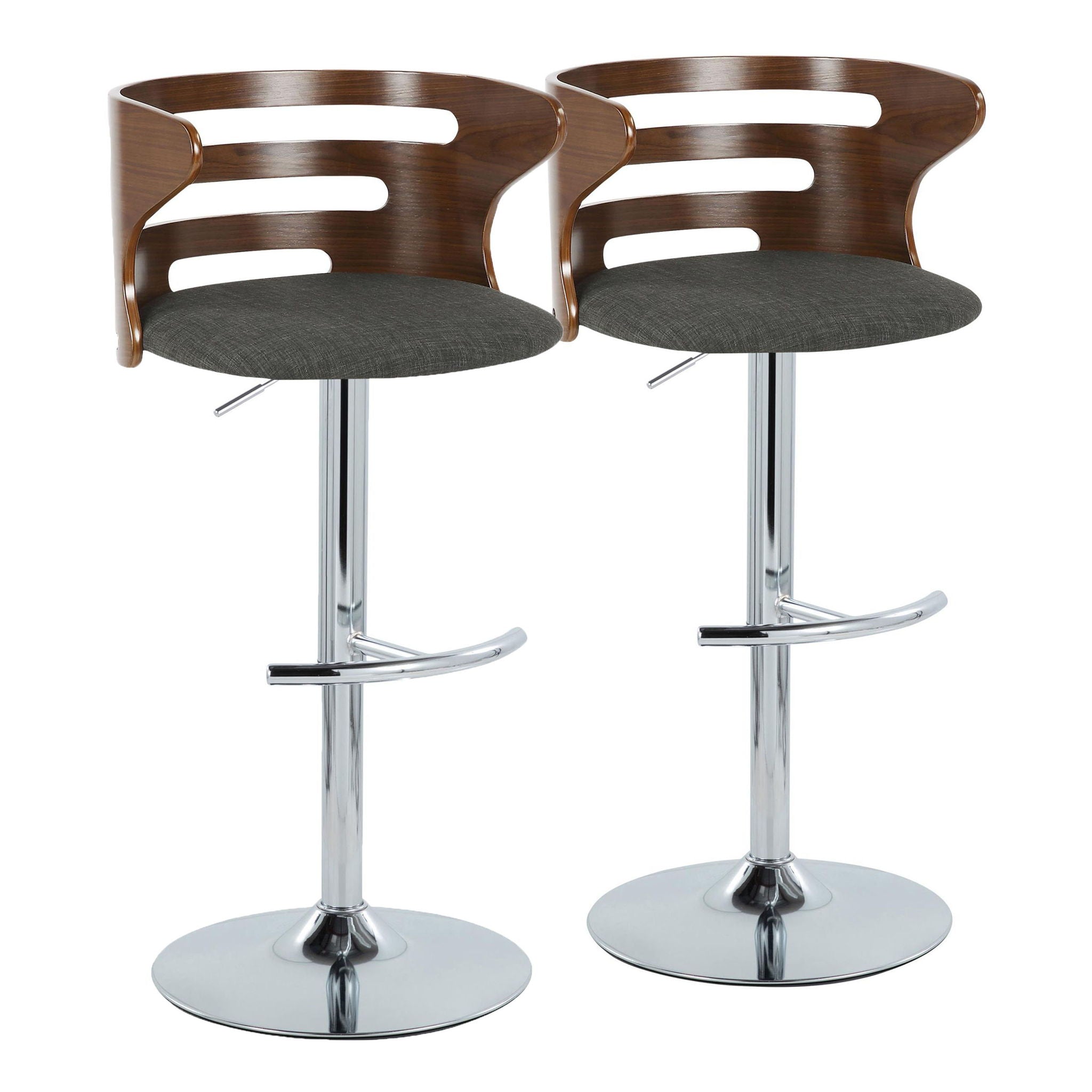 Cosi - Mid Century Modern Adjustable Barstool With Swivel & Rounded T Footrest (Set of 2) - Best Buy Furniture