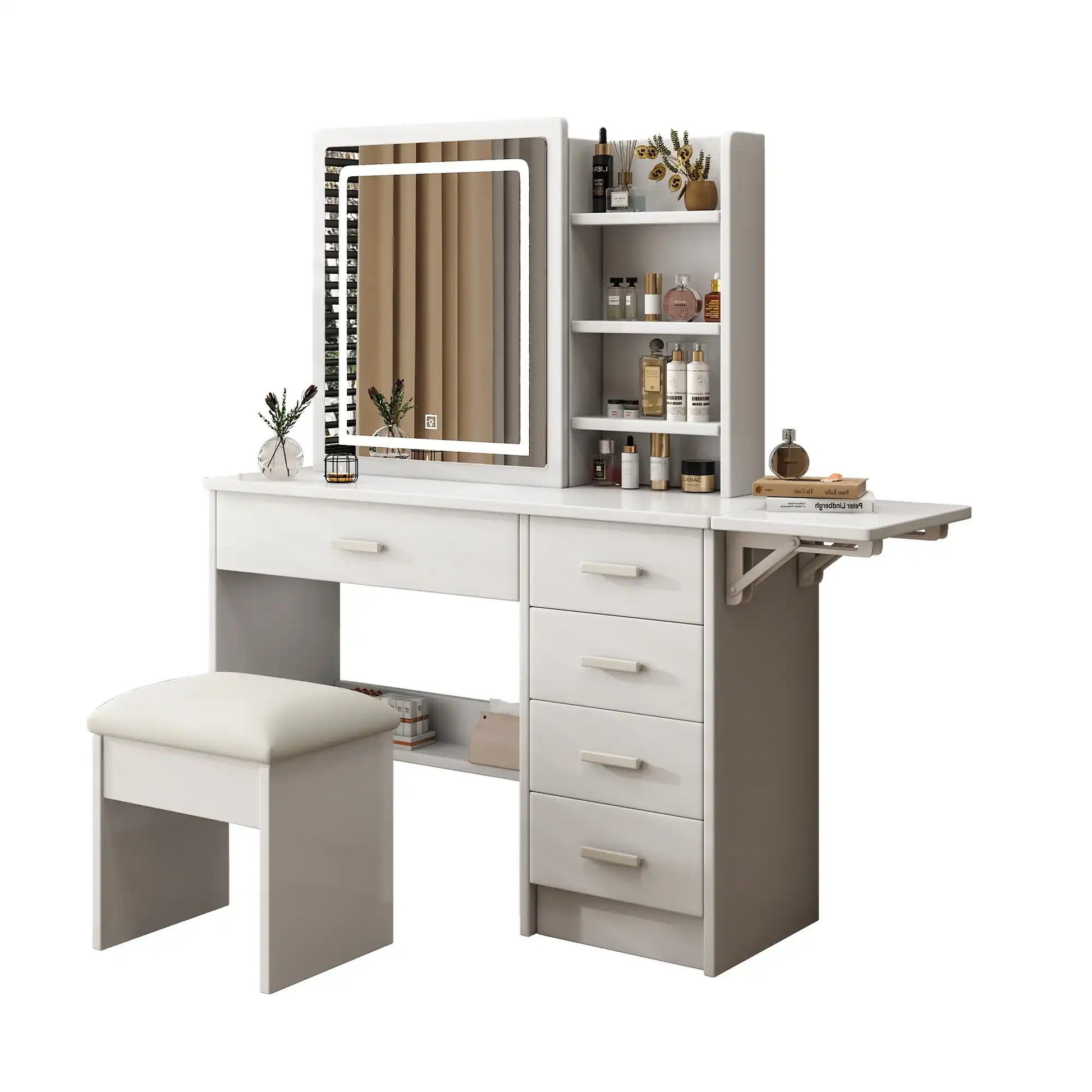 Cosima Modern White Makeup Vanity With Stool - Best Buy Furniture