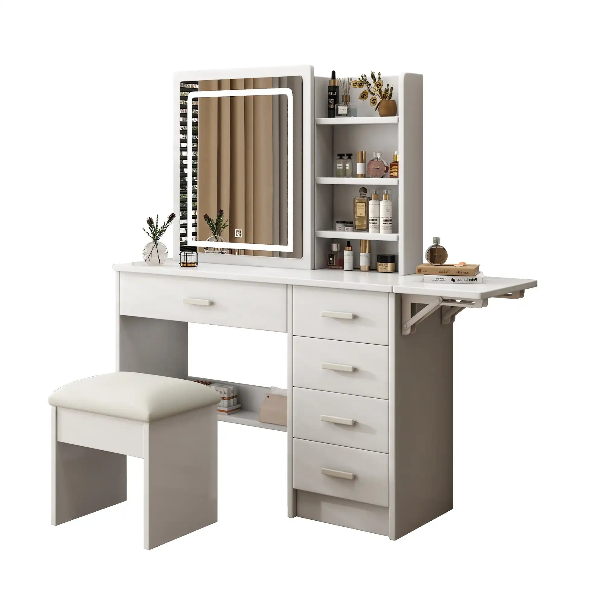Cosima Modern White Makeup Vanity With Stool - Best Buy Furniture