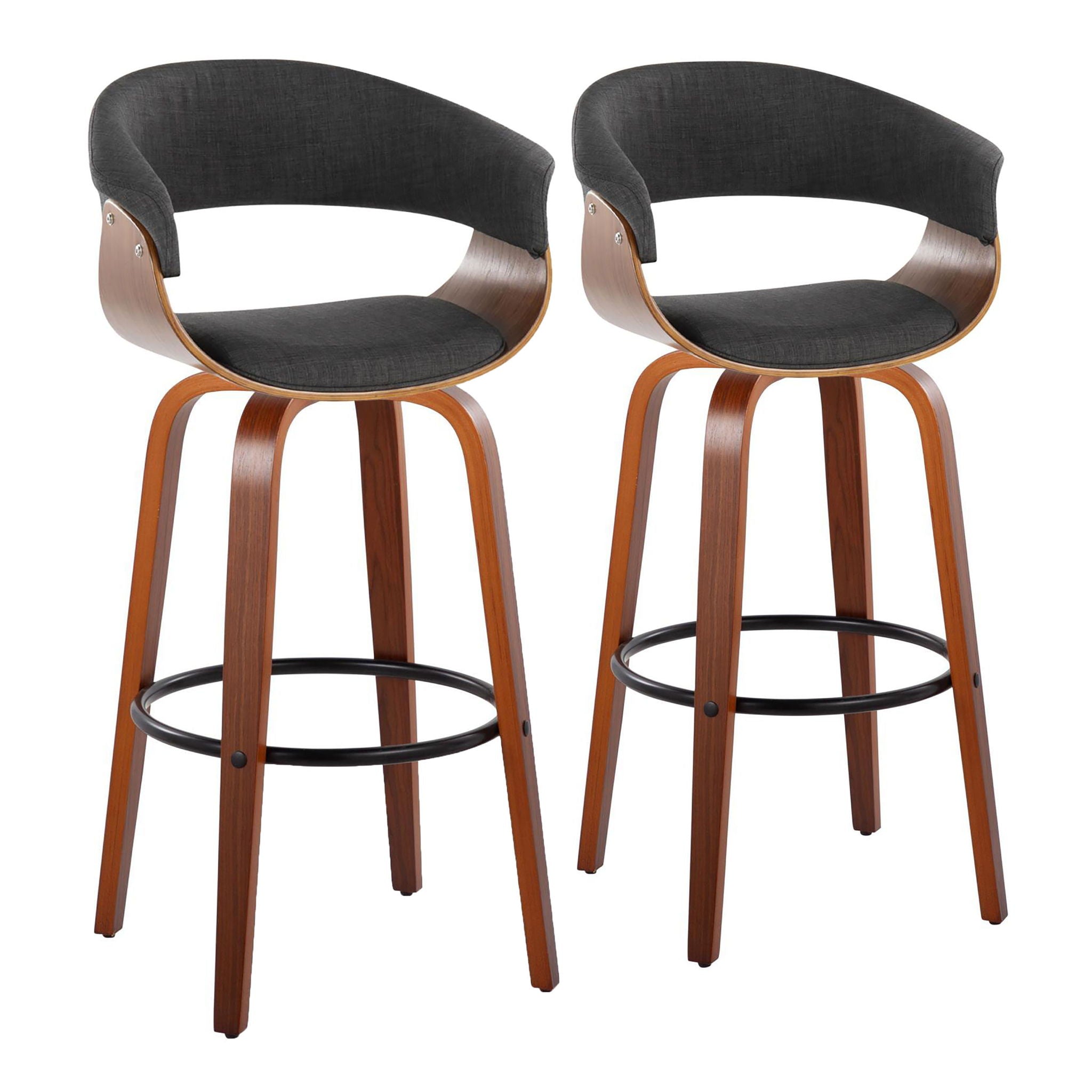 Vintage Mod - Mid Century Modern Fixed Height Barstool With Swivel & Round Footrest (Set of 2) - Best Buy Furniture