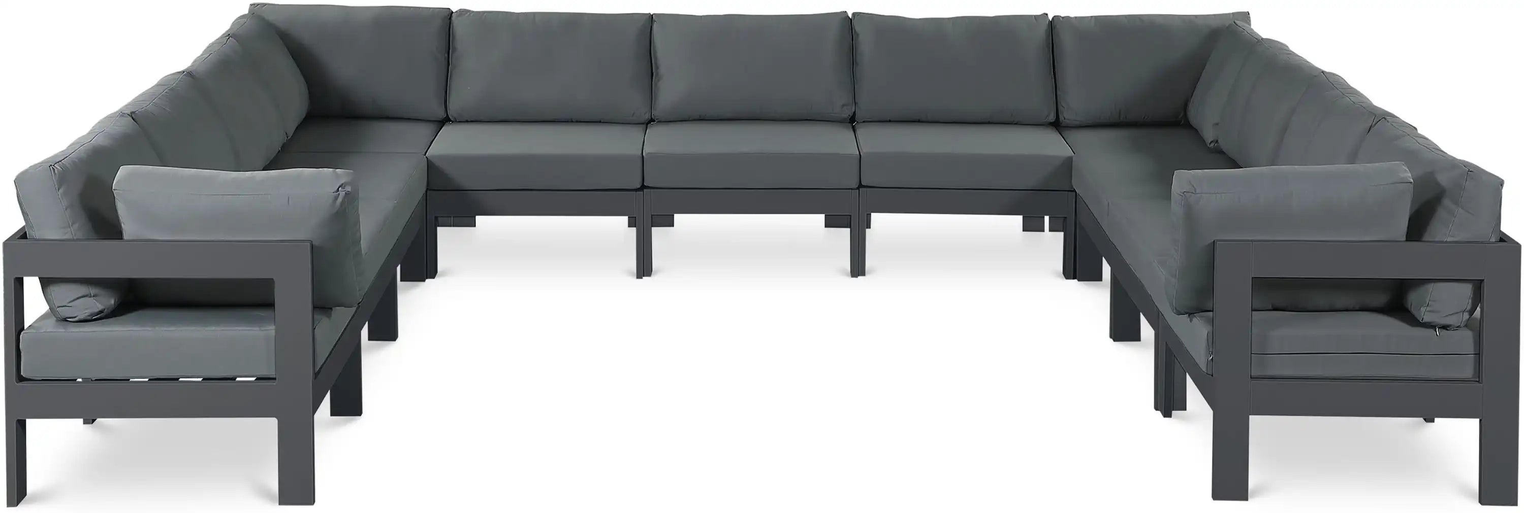 Nizuc - Outdoor Patio 11 Piece Modular Sectional With Gray Frame - Best Buy Furniture