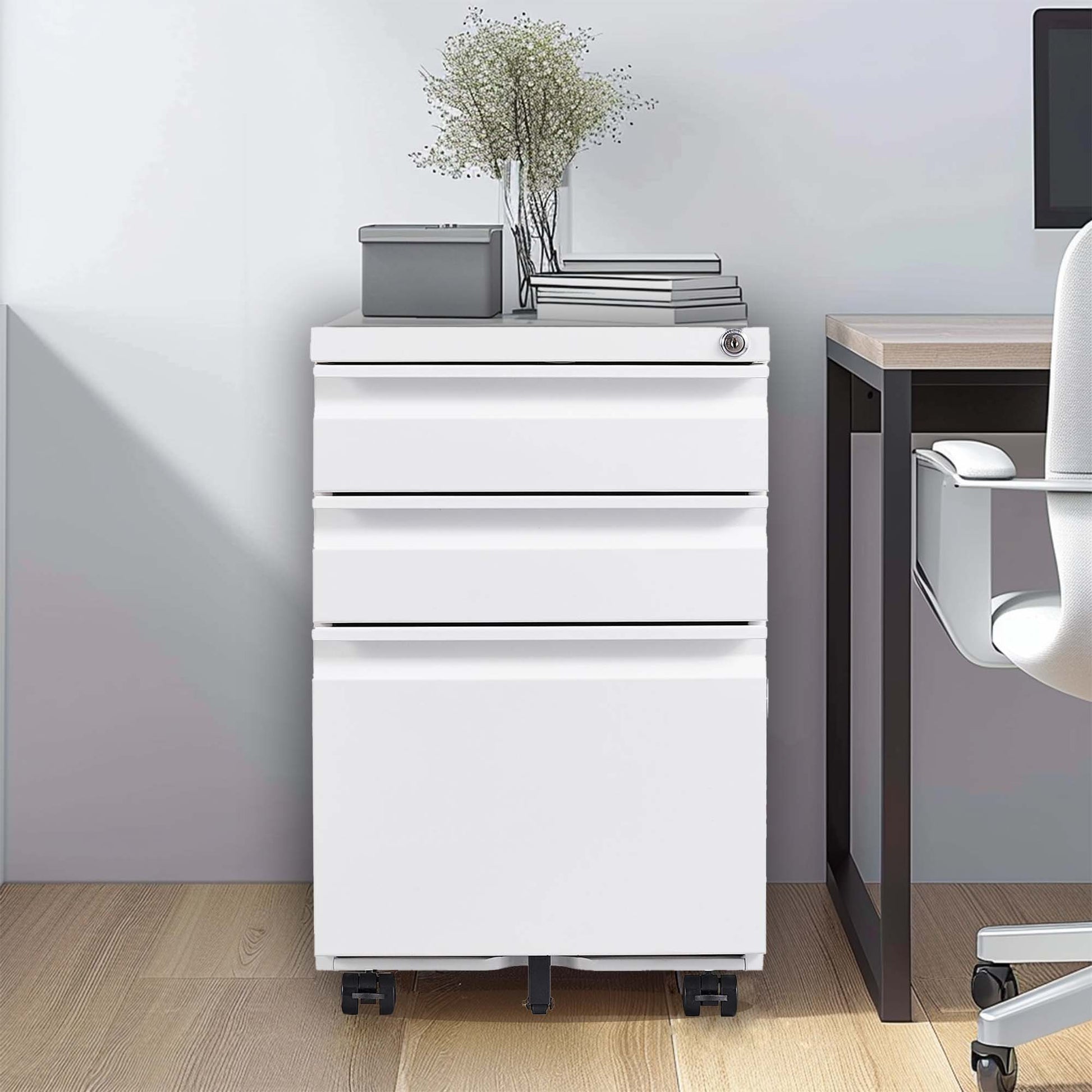 Metal Drawer Mobile File Cabinet With Lock For Home Office Organizer - Best Buy Furniture