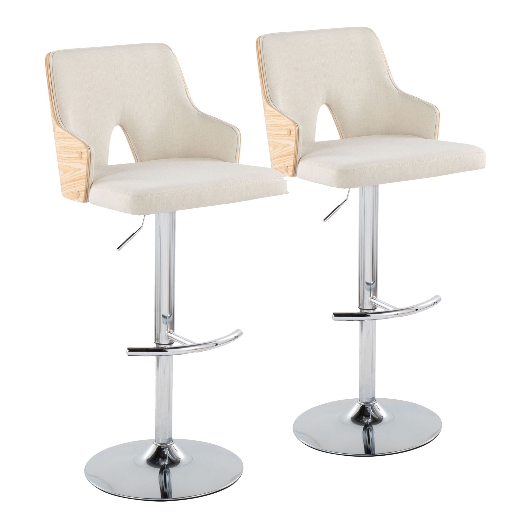 Stella - Contemporary Adjustable Barstool Stool With Swivel & Rounded T Footrest (Set of 2) - Best Buy Furniture