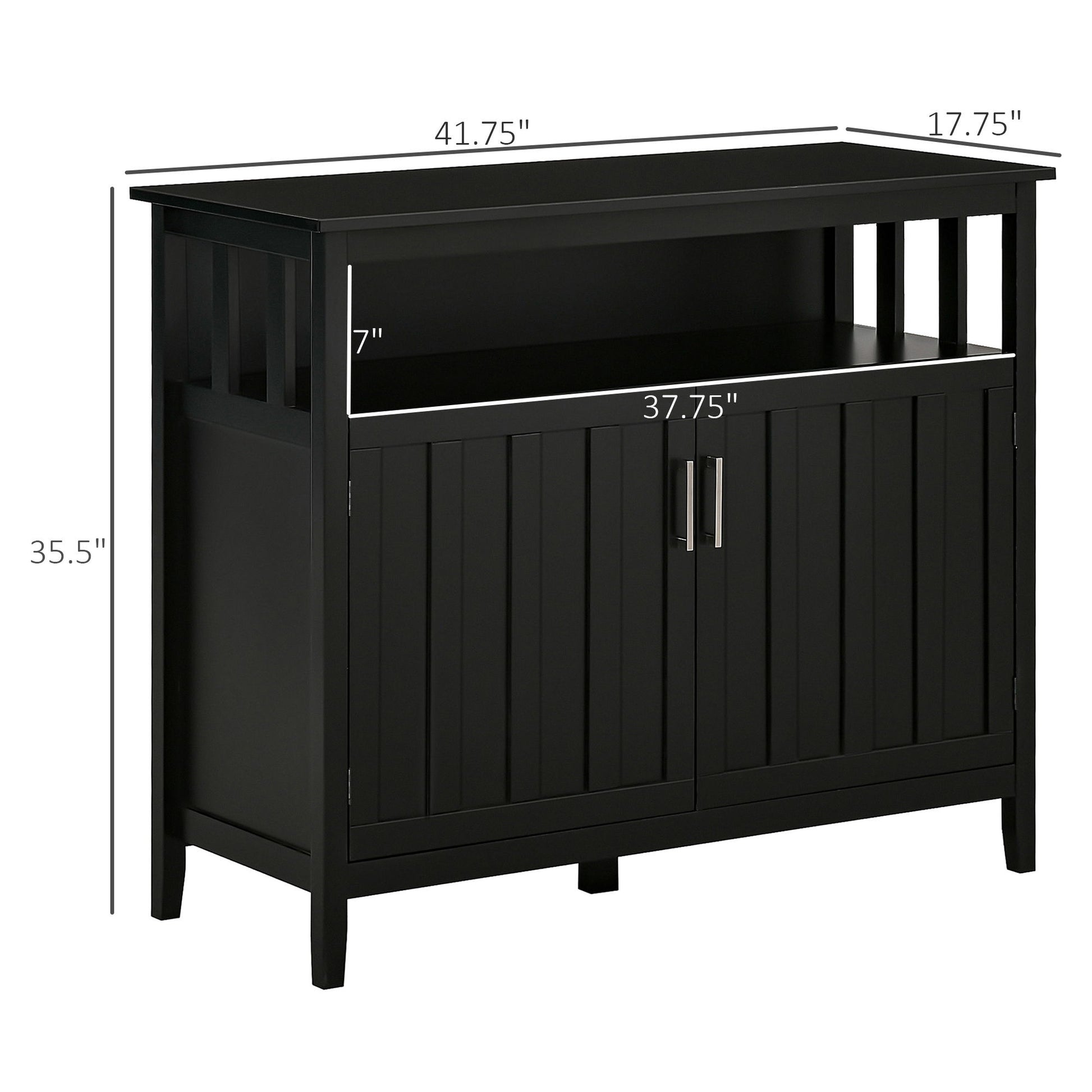 Homcom - Sideboard Buffet Cabinet, Kitchen Cabinet, Coffee Bar Cabinet With 2 Doors And Adjustable Shelves For Entryway Living Room - Black - Best Buy Furniture