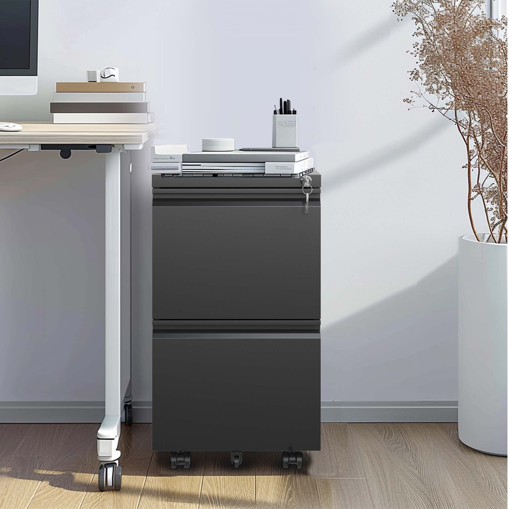 Metal Drawer Mobile File Cabinet With Lock For Home Office Organizer - Best Buy Furniture
