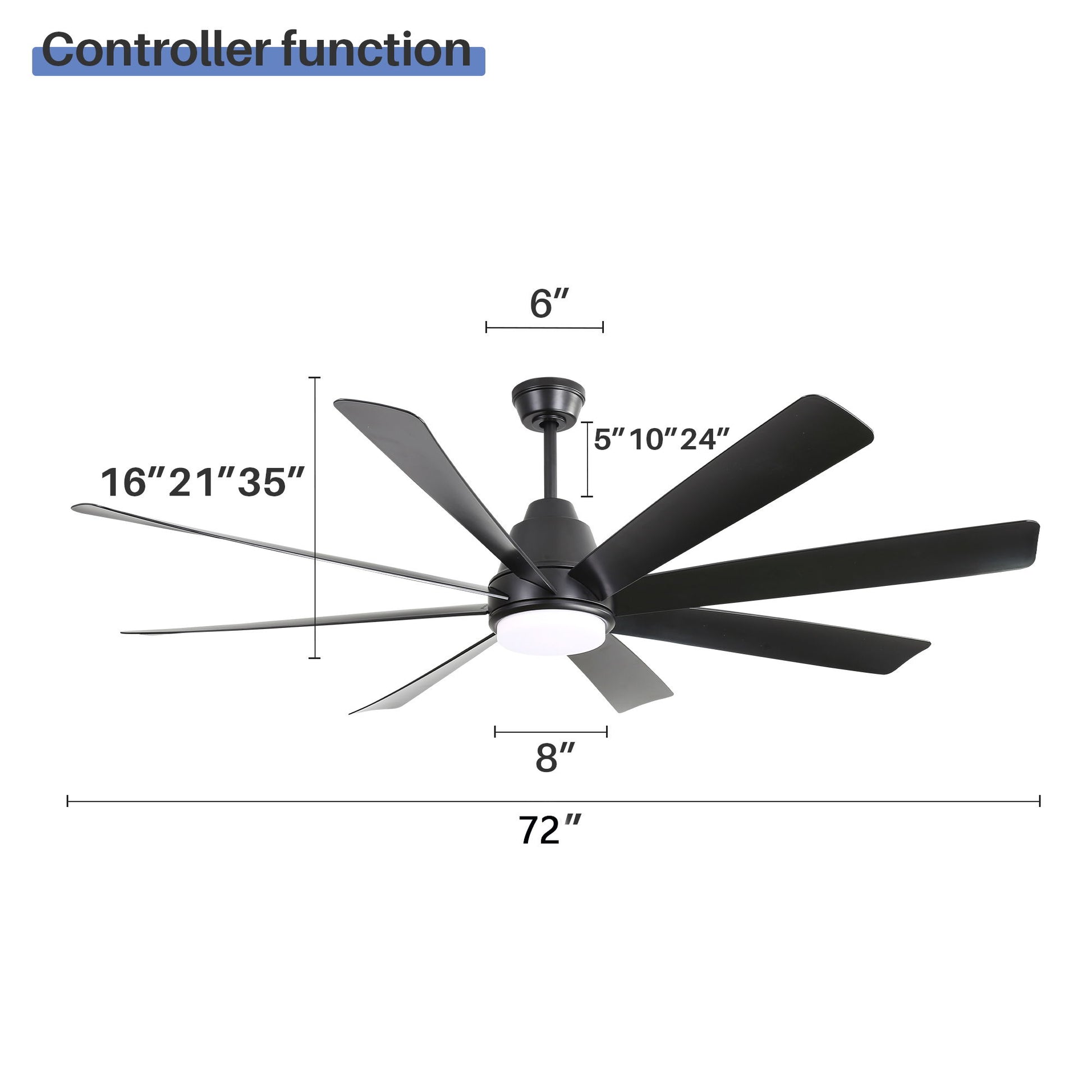 Large Ceiling Fans With Lights And Remote Control 6 Wind Speed DC Motor For Living Room - Black - Best Buy Furniture