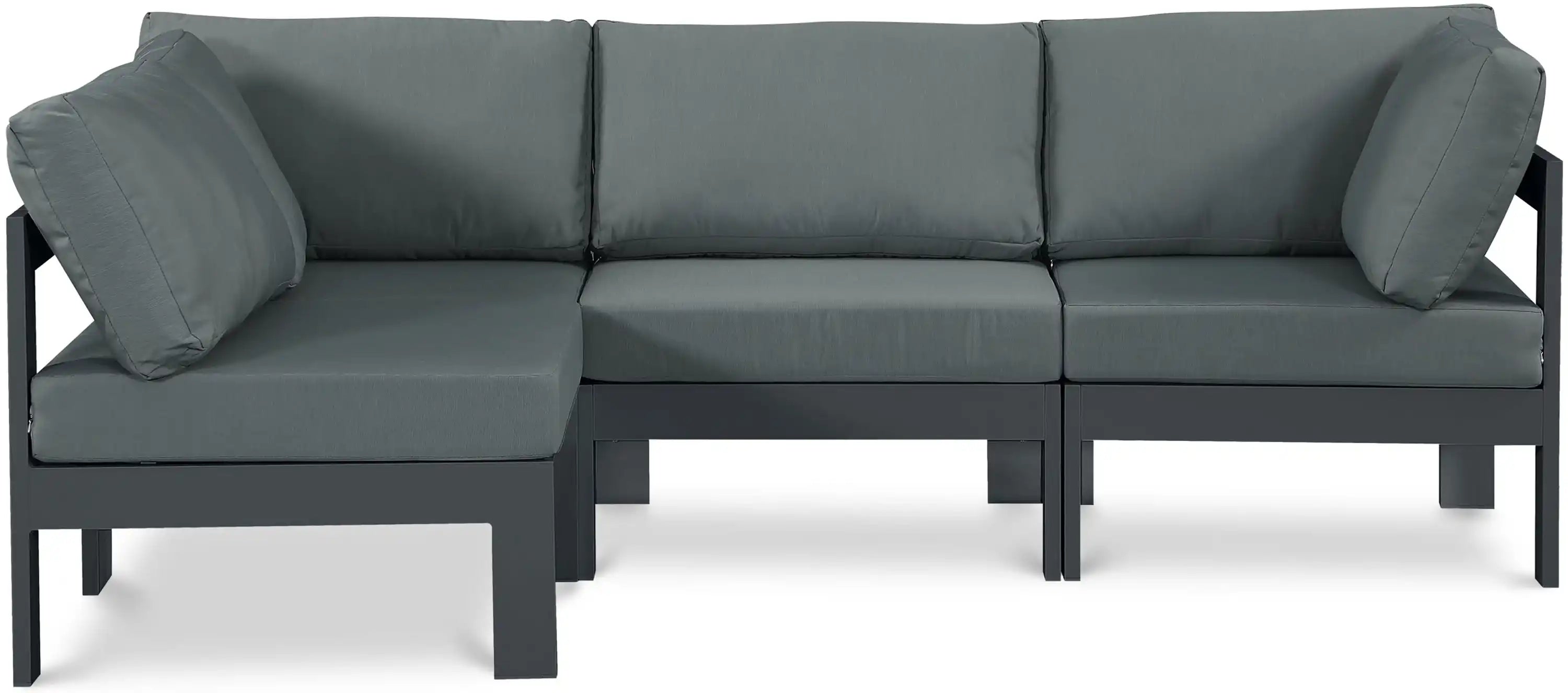 Nizuc - Outdoor Patio 4 Piece Modular Sectional With Gray Frame - Best Buy Furniture