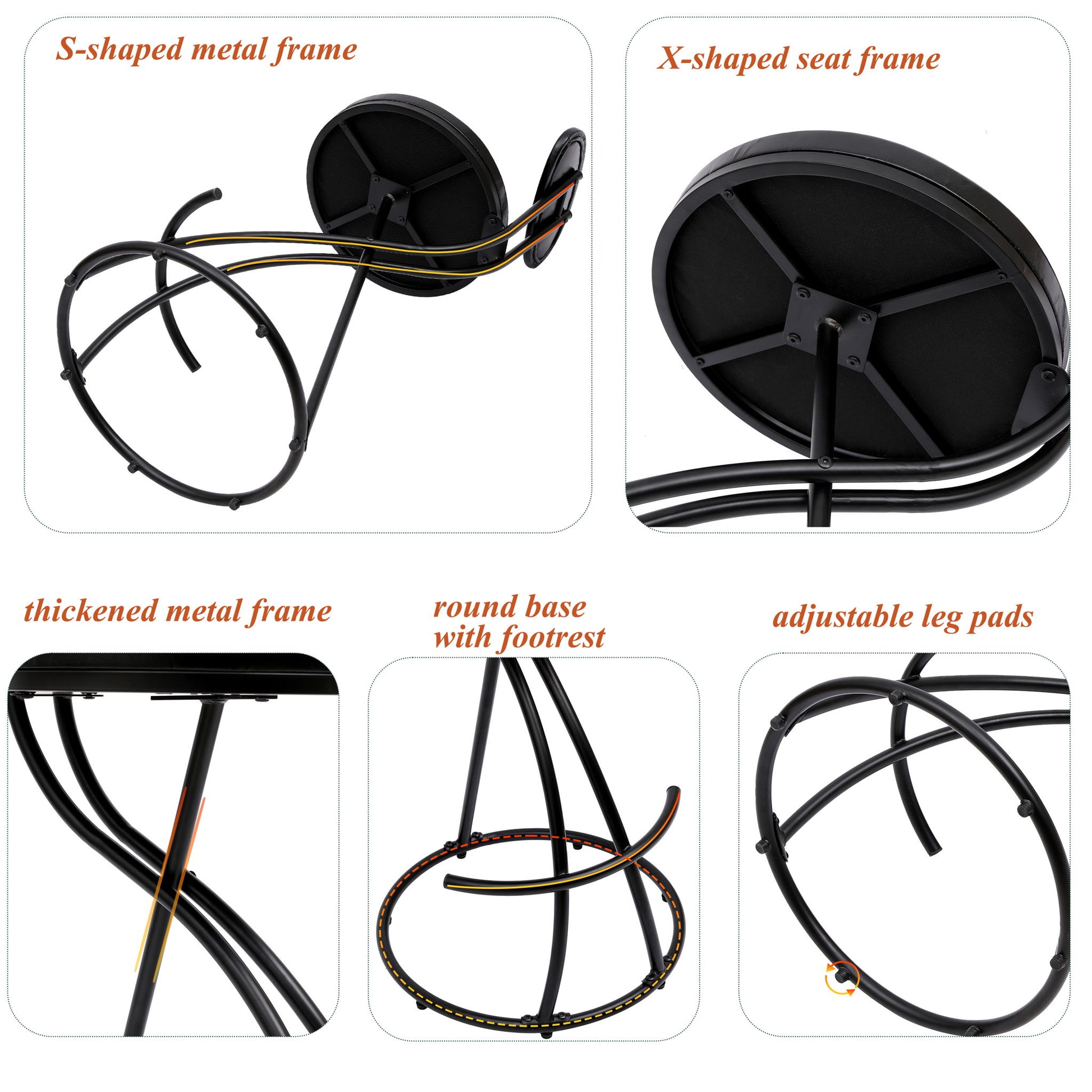 Bar Stools Upholstered Counter Height Barstools For Kitchen Island Modern PU Leather Dining Chairs With Footrest (Set of 2) - Best Buy Furniture