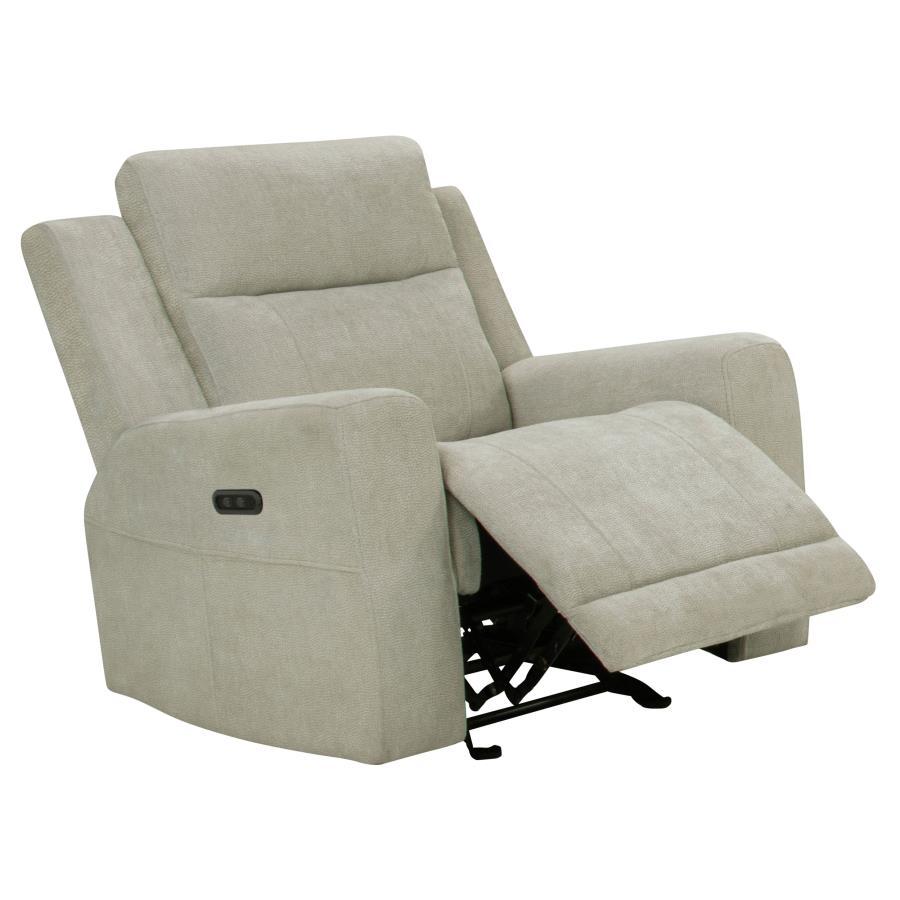 Kennett - Chenille Upholstered Power Recliner Chair - Ivory - Best Buy Furniture
