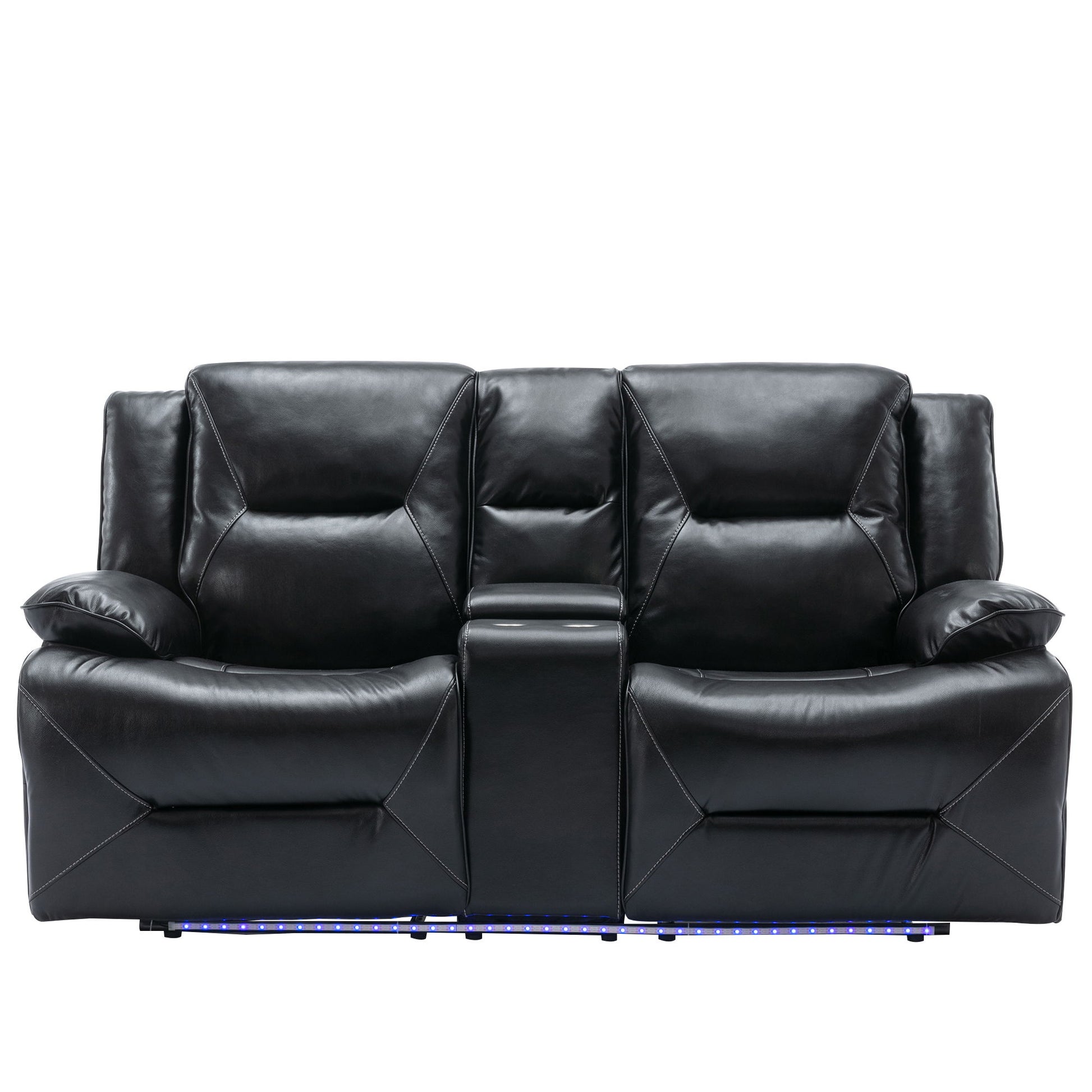 Home Theater Recliner Set Manual Recliner Chair With A LED Light Strip Two Built-In Cup Holders For Living Room - Best Buy Furniture
