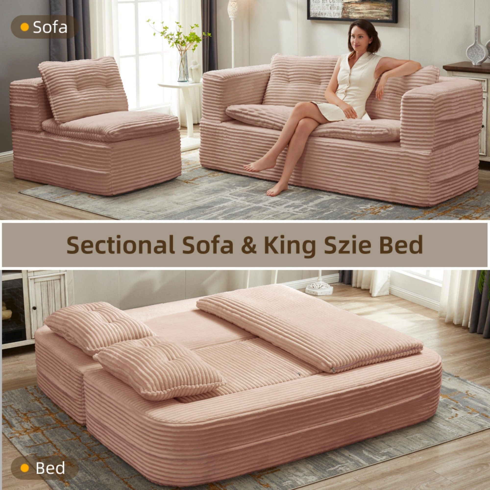 Multi Functional Sectional Sofa Bed With Independent Chaise Lounge And Functional Blanket - Best Buy Furniture