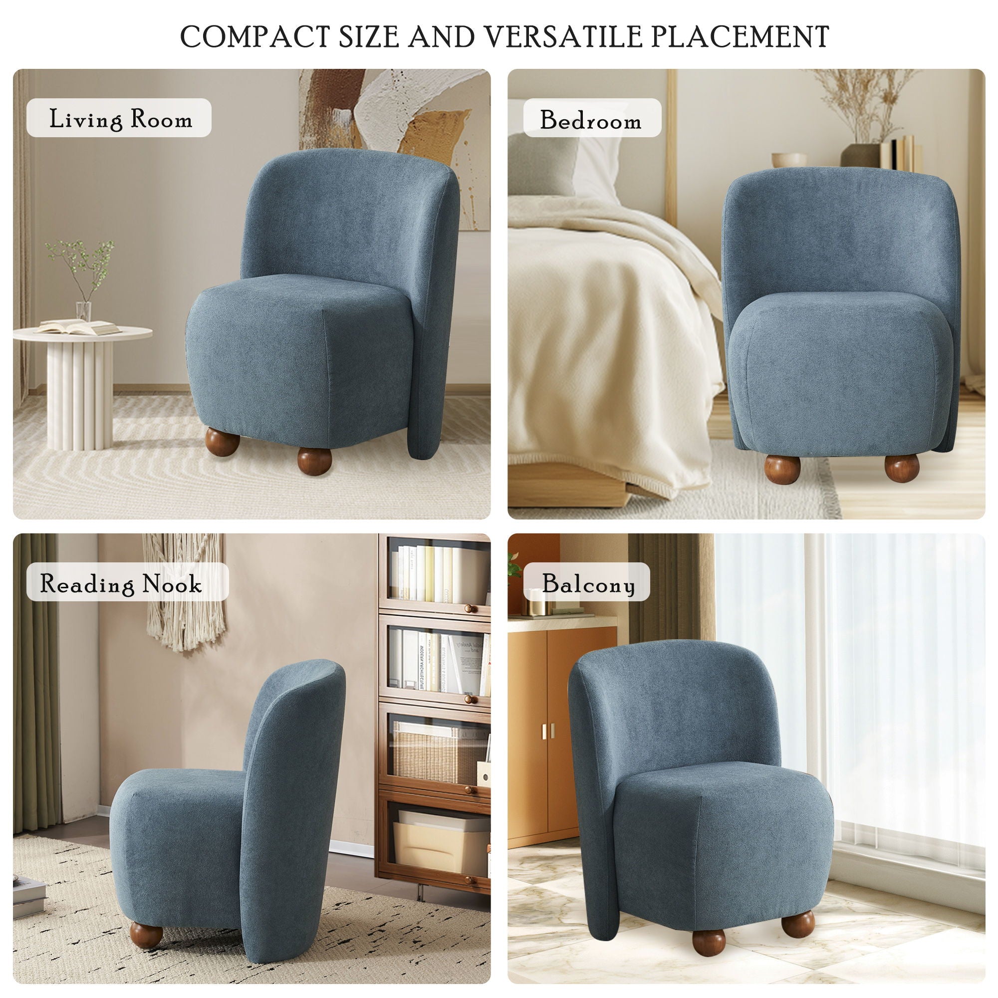 Modern Low Back Accent Upholstered Armless Living Room Chairs, Round Feet - Best Buy Furniture
