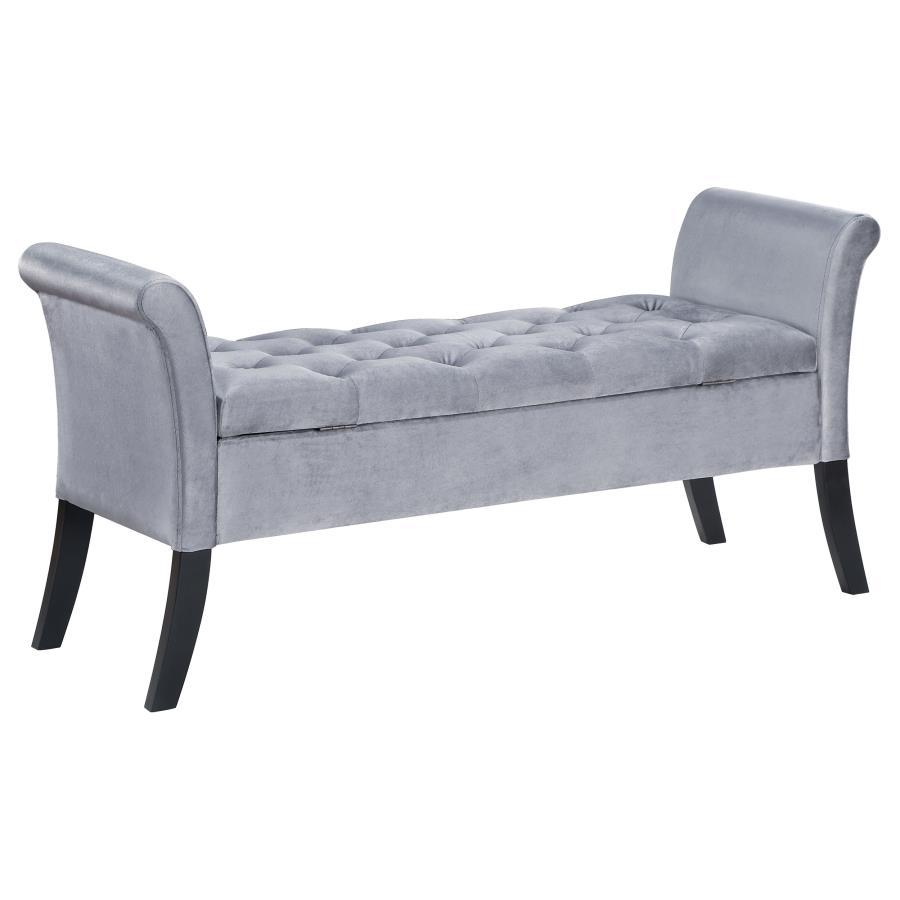 Farrah - Velvet Upholstered Rolled Arm Storage Bench - Best Buy Furniture