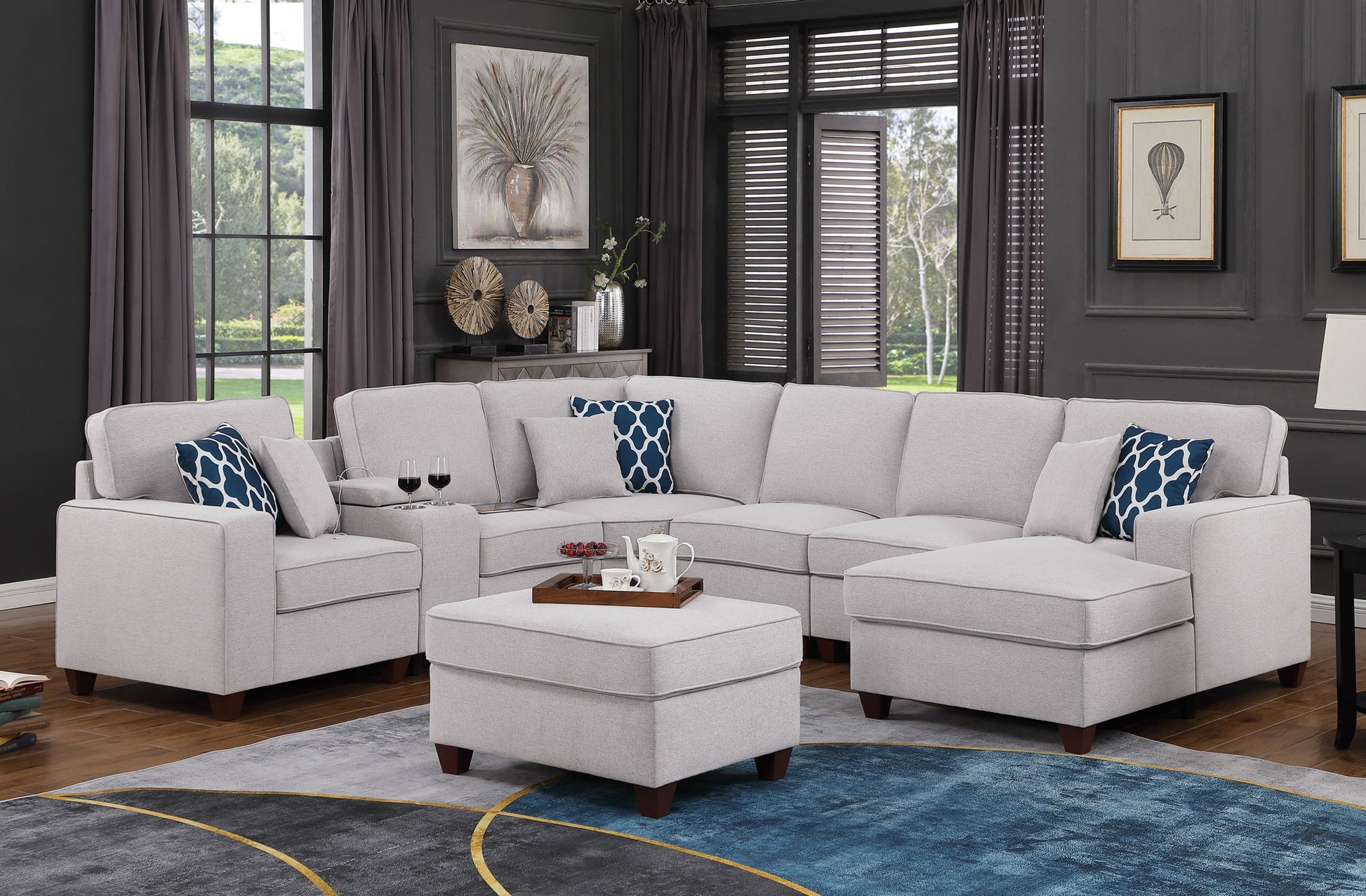 Tina - 8 Piece Upholstered Sectional With Ottoman - Best Buy Furniture
