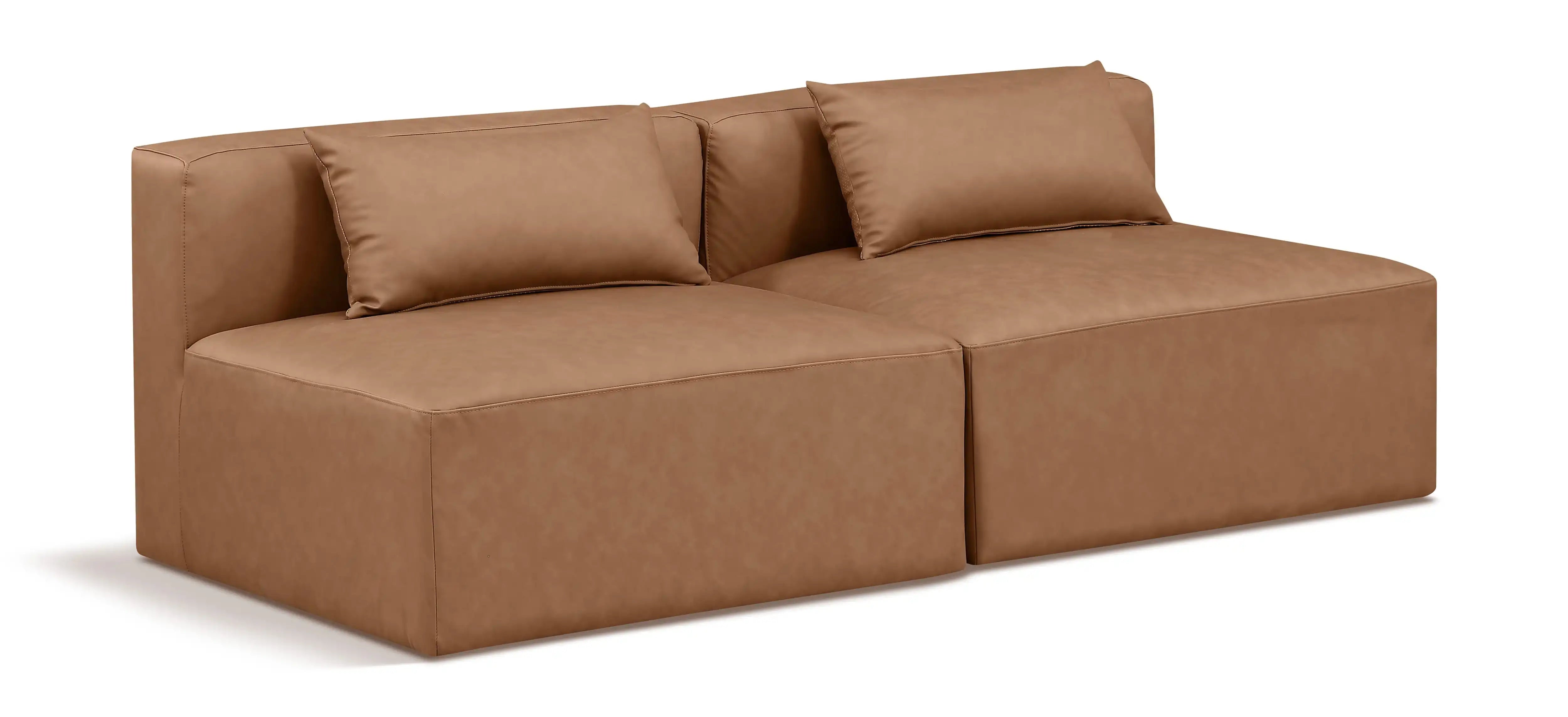 Cube - Modular 2 Piece Armless Sofa - Light Brown - Best Buy Furniture