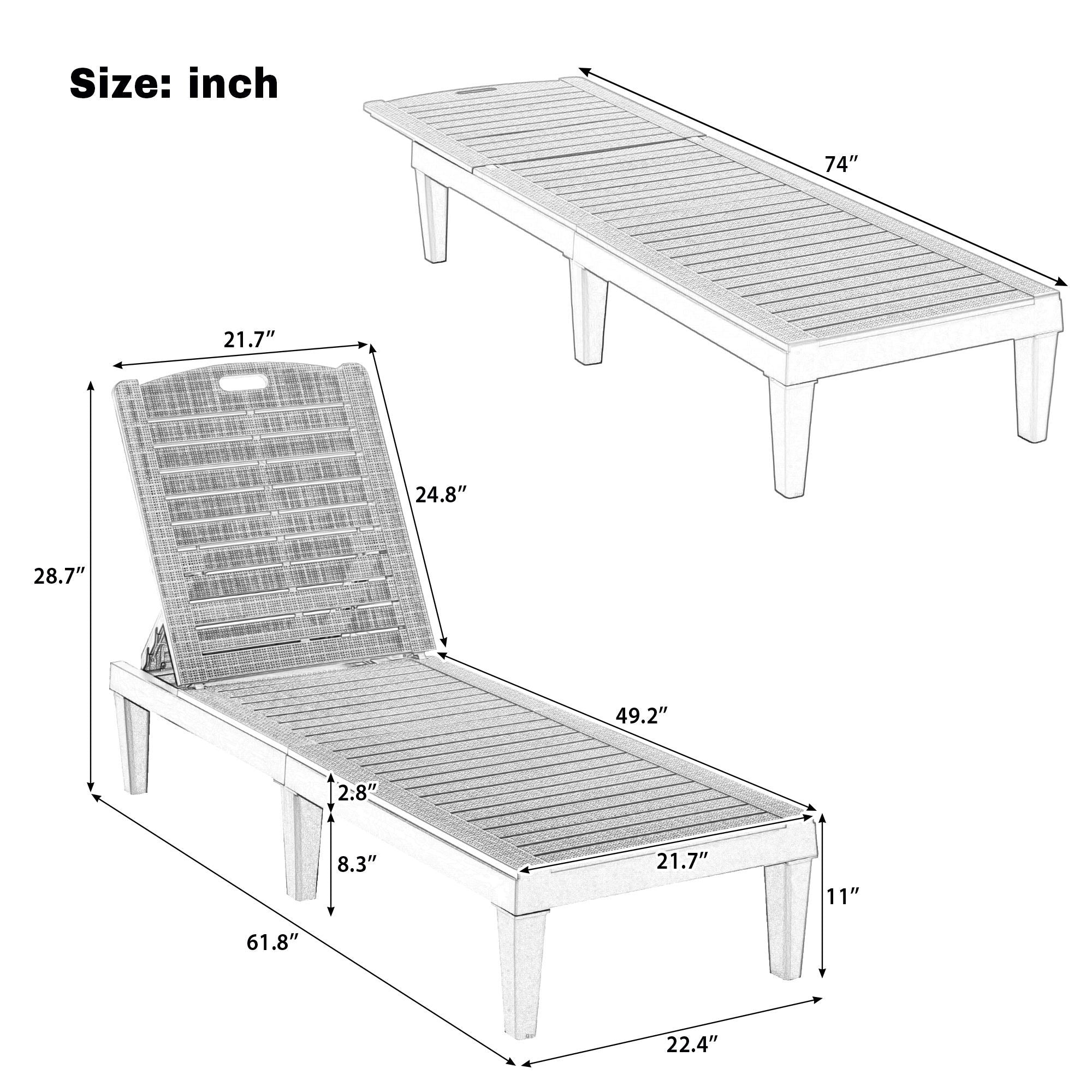 2 Piece Outdoor Chaise Lounges With Adjustable Backrest - Best Buy Furniture