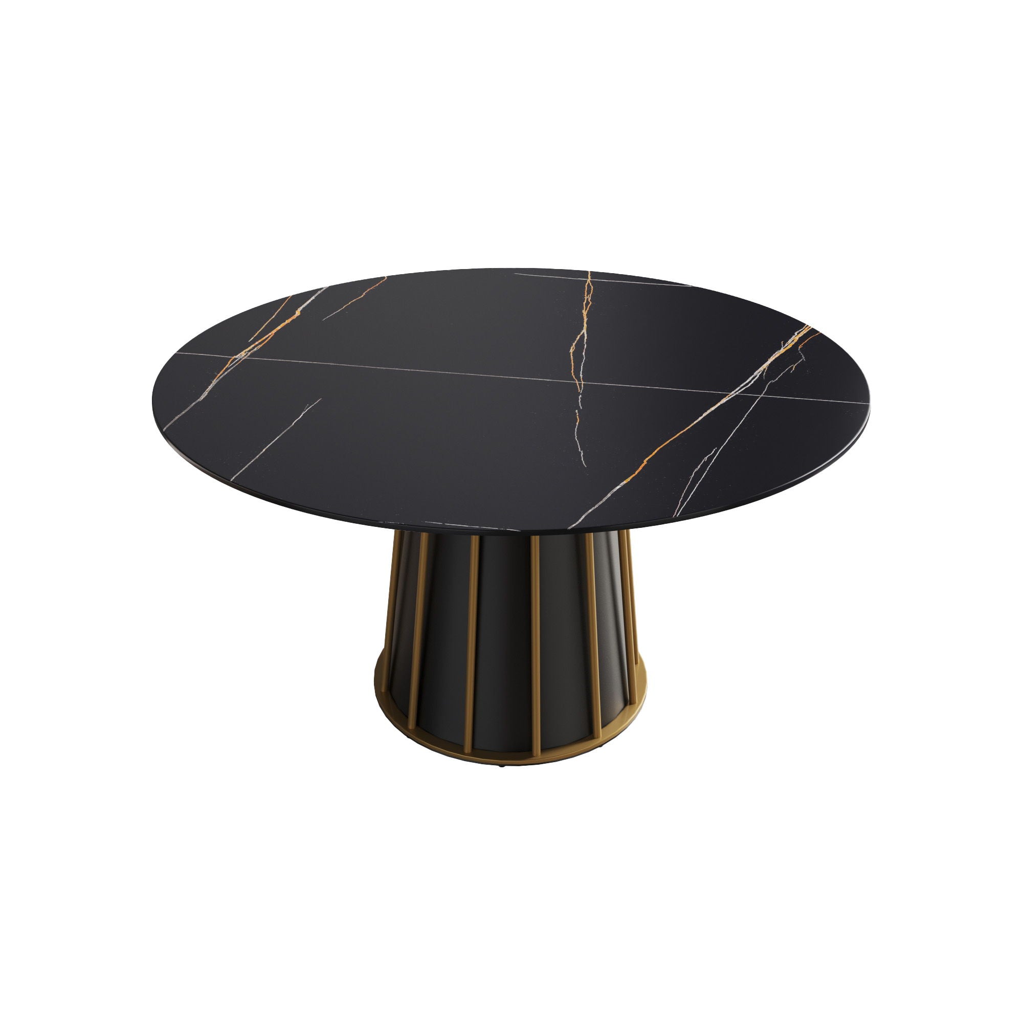 Modern Artificial Stone Round Metal Iron Base Dining Table, Can Accommodate 6 People (Not Including Chairs.) - Black - Best Buy Furniture