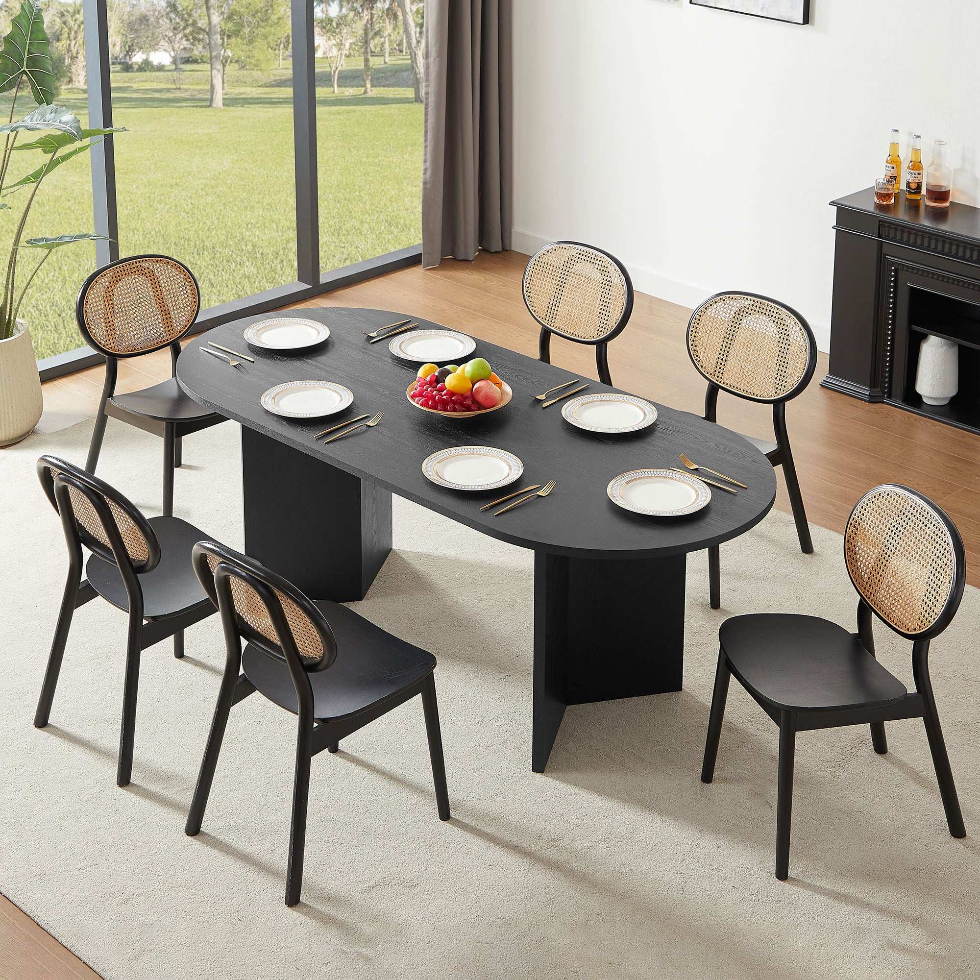 Wood Dining Table Kitchen Table Small Space Dining Table black desk top - Best Buy Furniture