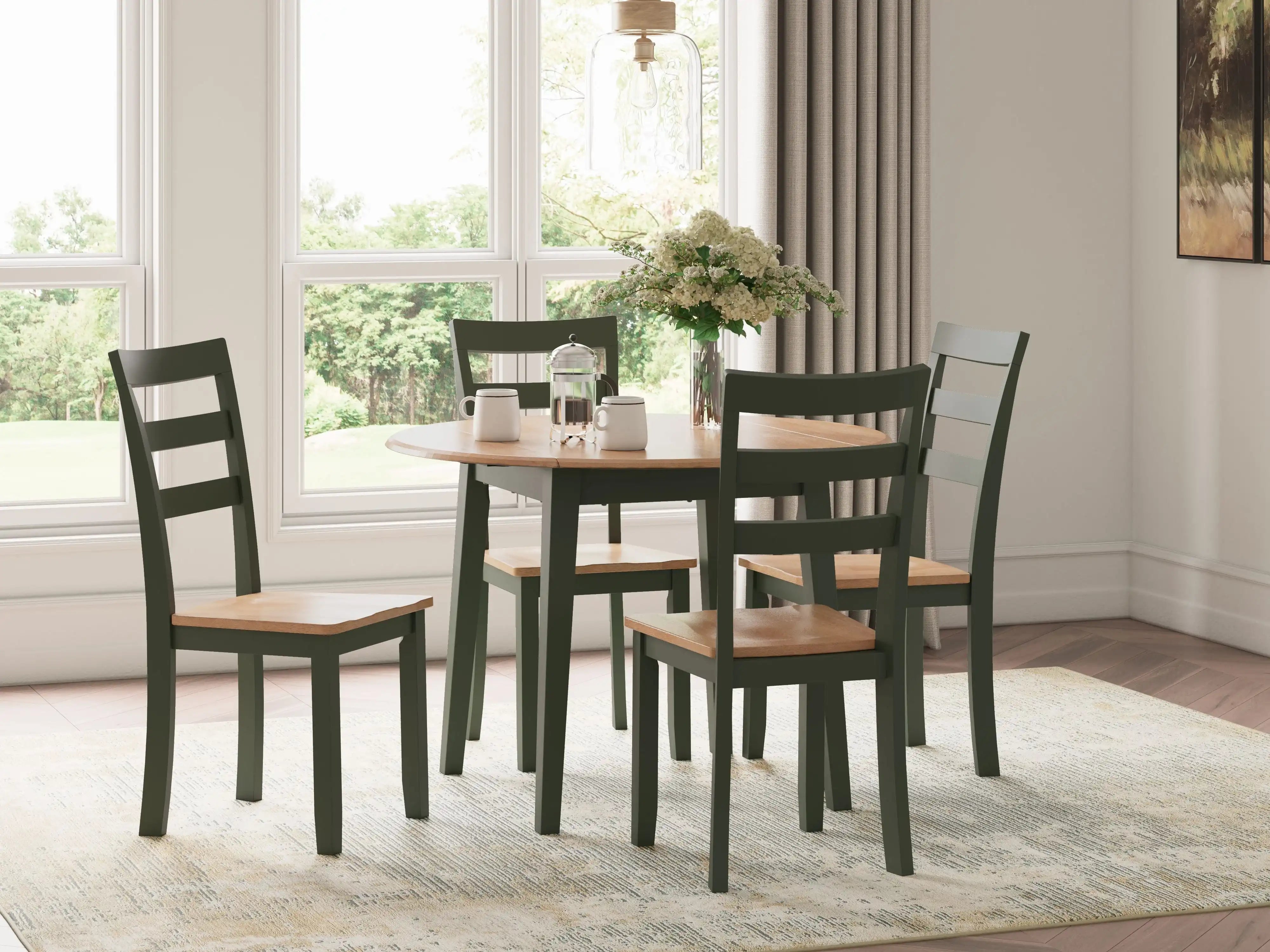 Gesthaven - Round Dining Room Drop Leaf Table Set - Best Buy Furniture