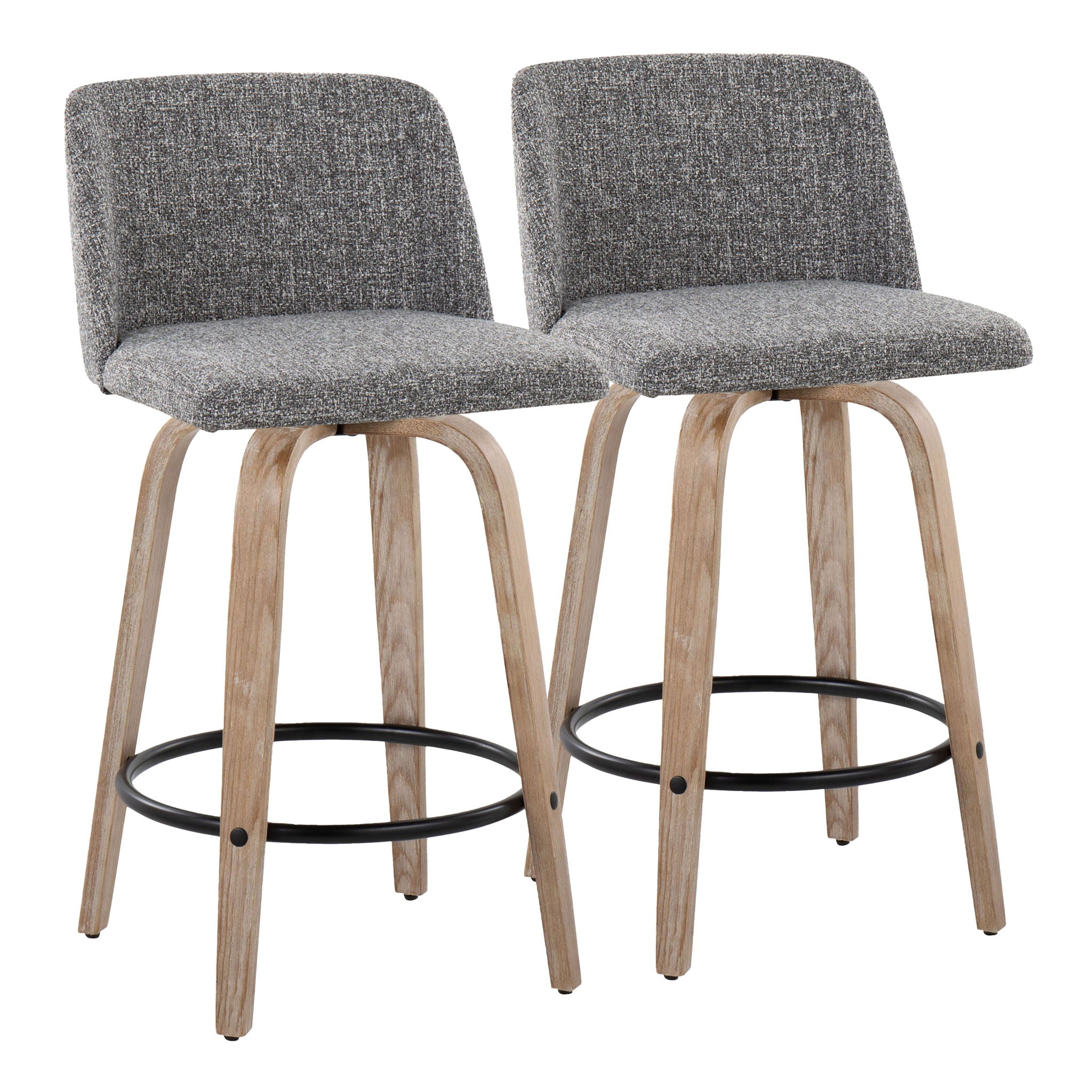 Toriano - Contemporary Fixed-Height Counter Stool & Swivel With Round Footrest (Set of 2) - Best Buy Furniture