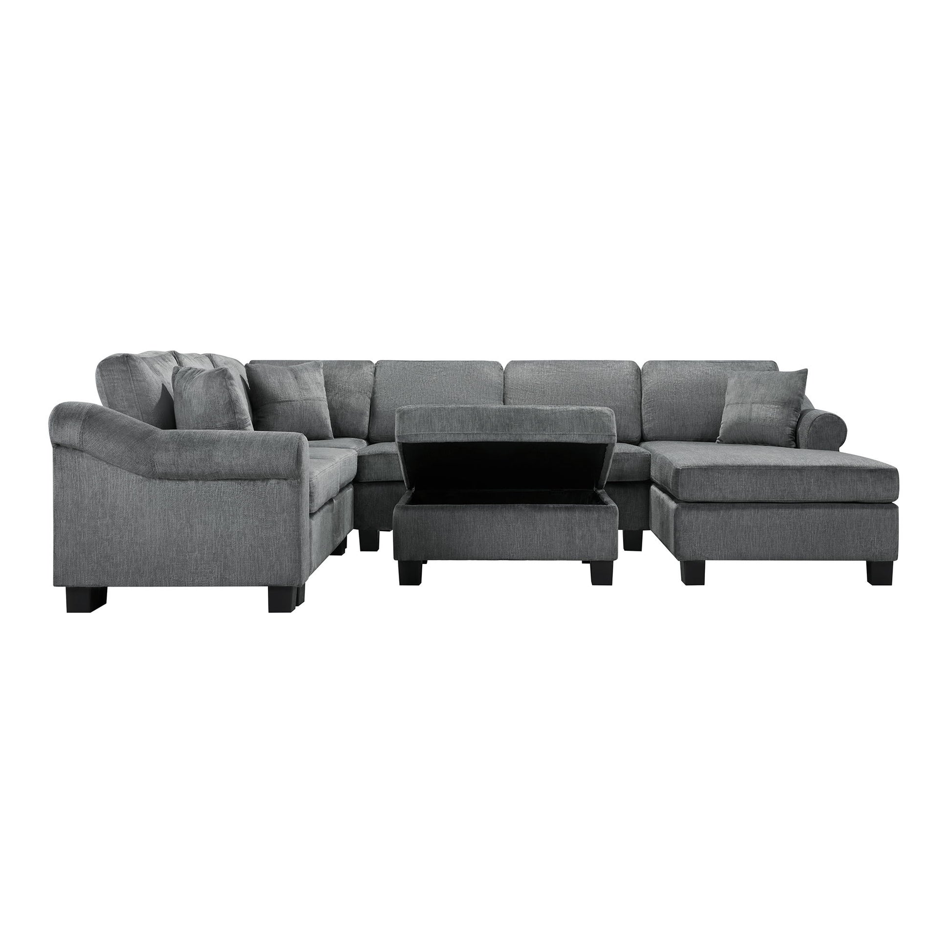 Contemporary U - Shaped Sectional Sofa With Movable Storage Ottoman - Best Buy Furniture