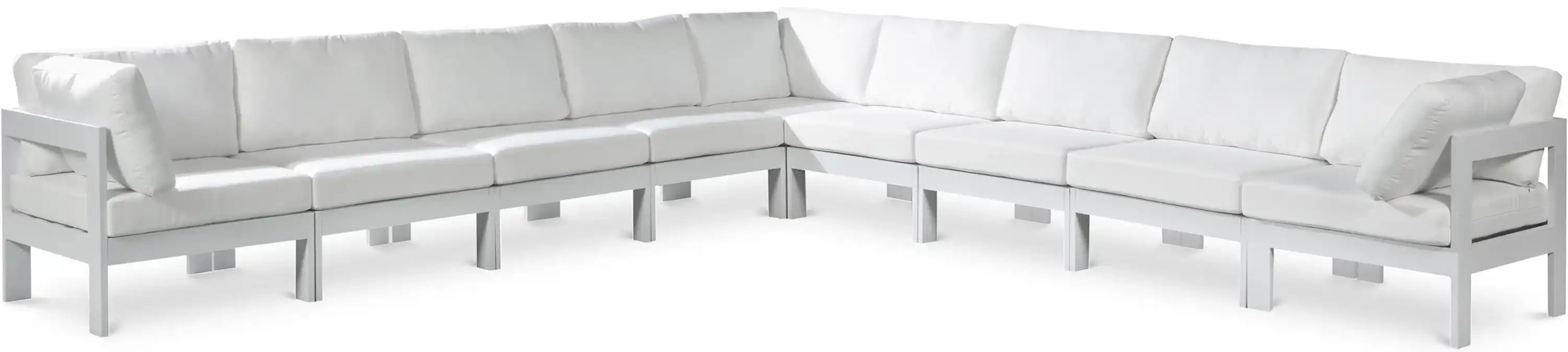Nizuc - Outdoor Patio 9 Piece Modular Sectional With White Frame - Best Buy Furniture
