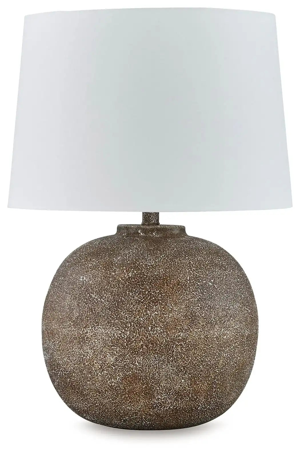Neavesboro - Metal Table Lamp - Antique Brown / White - Best Buy Furniture