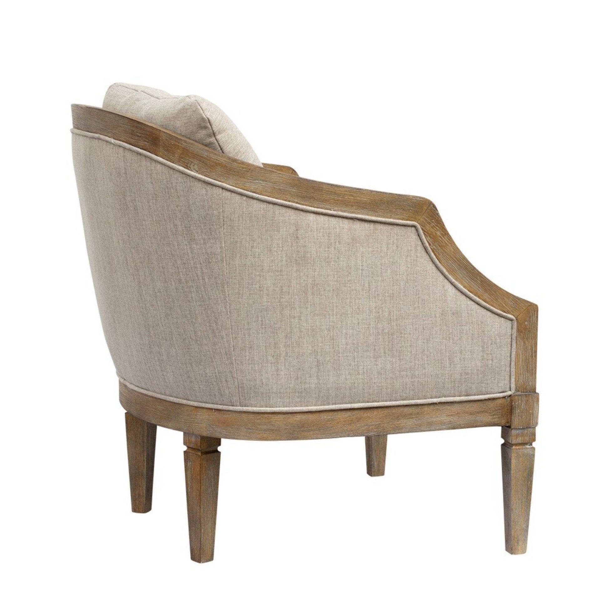 Classic Chair With Solid Wood Frame And Jacquard Upholstery - Beige - Best Buy Furniture