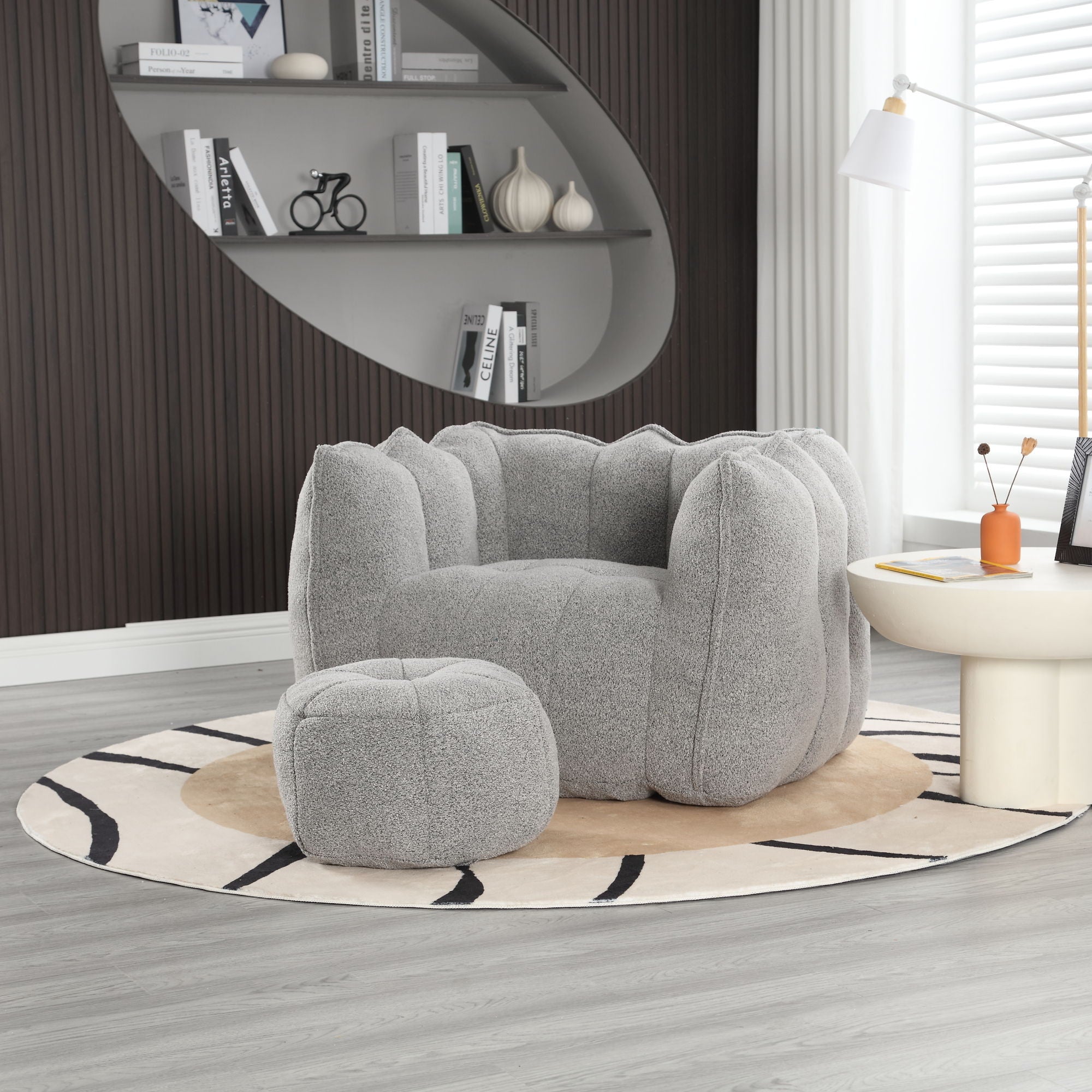 Soft Chenille Bean Bag Chair With High Resilient Foam