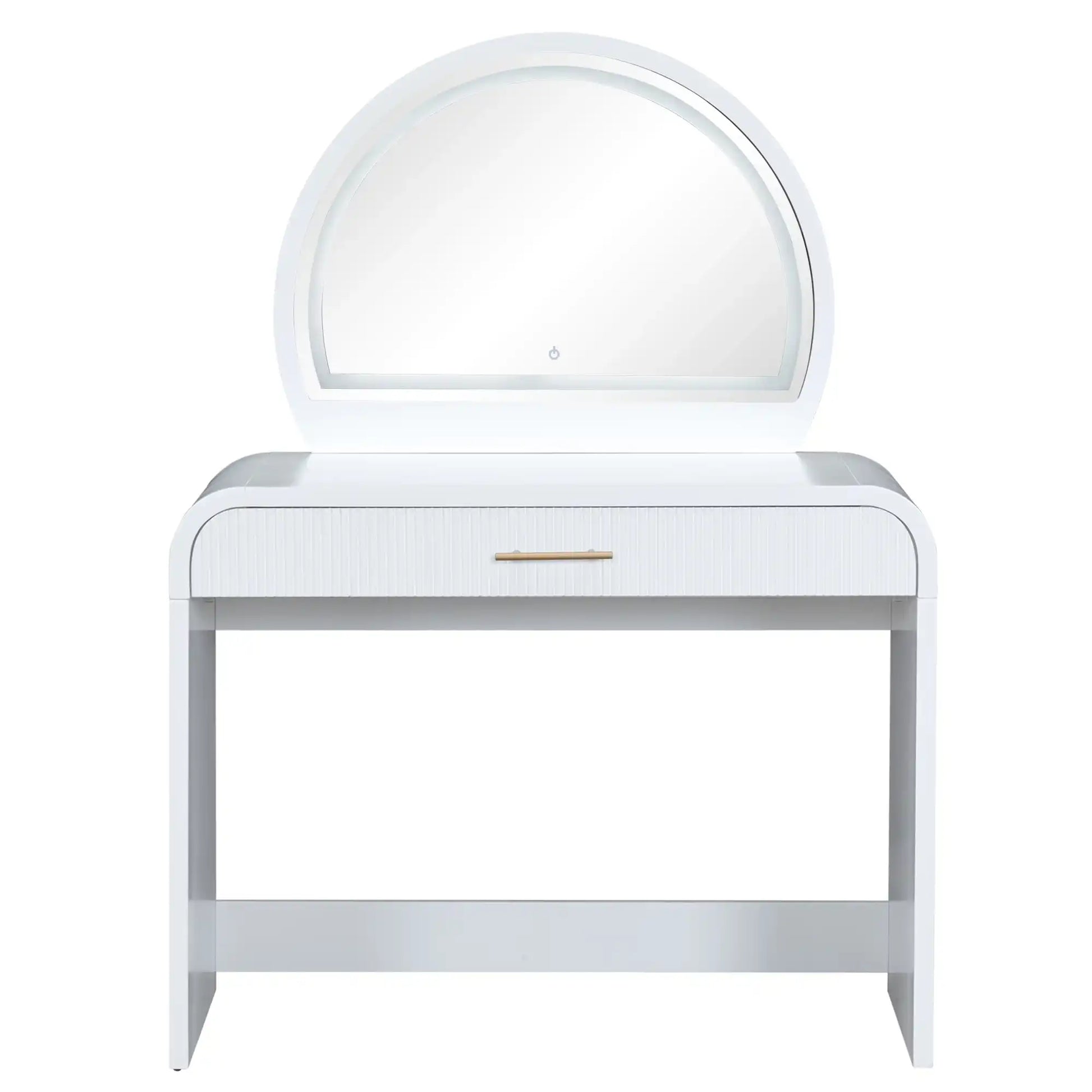 39" White Makeup Vanity Table with Touch Screen Mirror - Best Buy Furniture