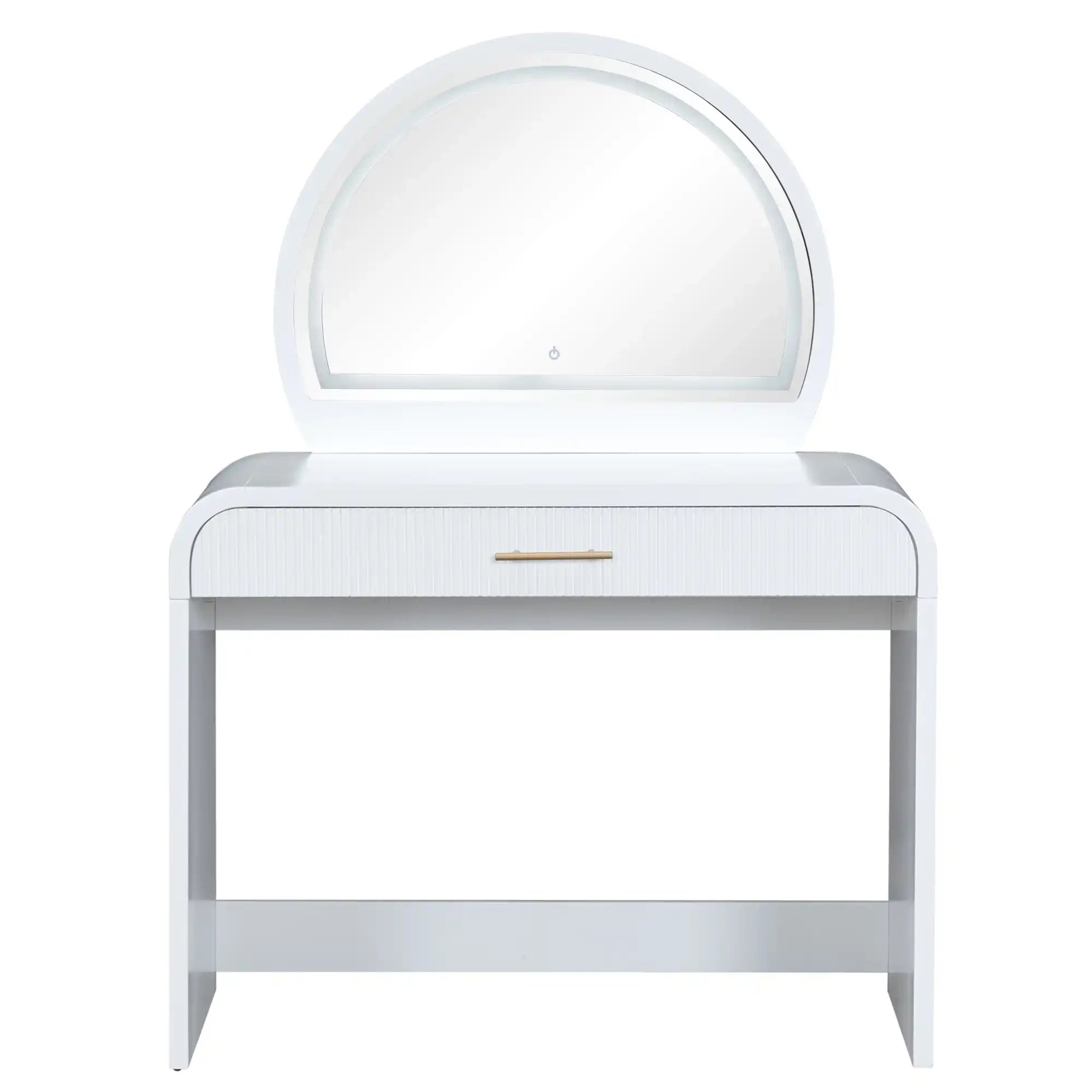 39" White Makeup Vanity Table with Touch Screen Mirror - Best Buy Furniture