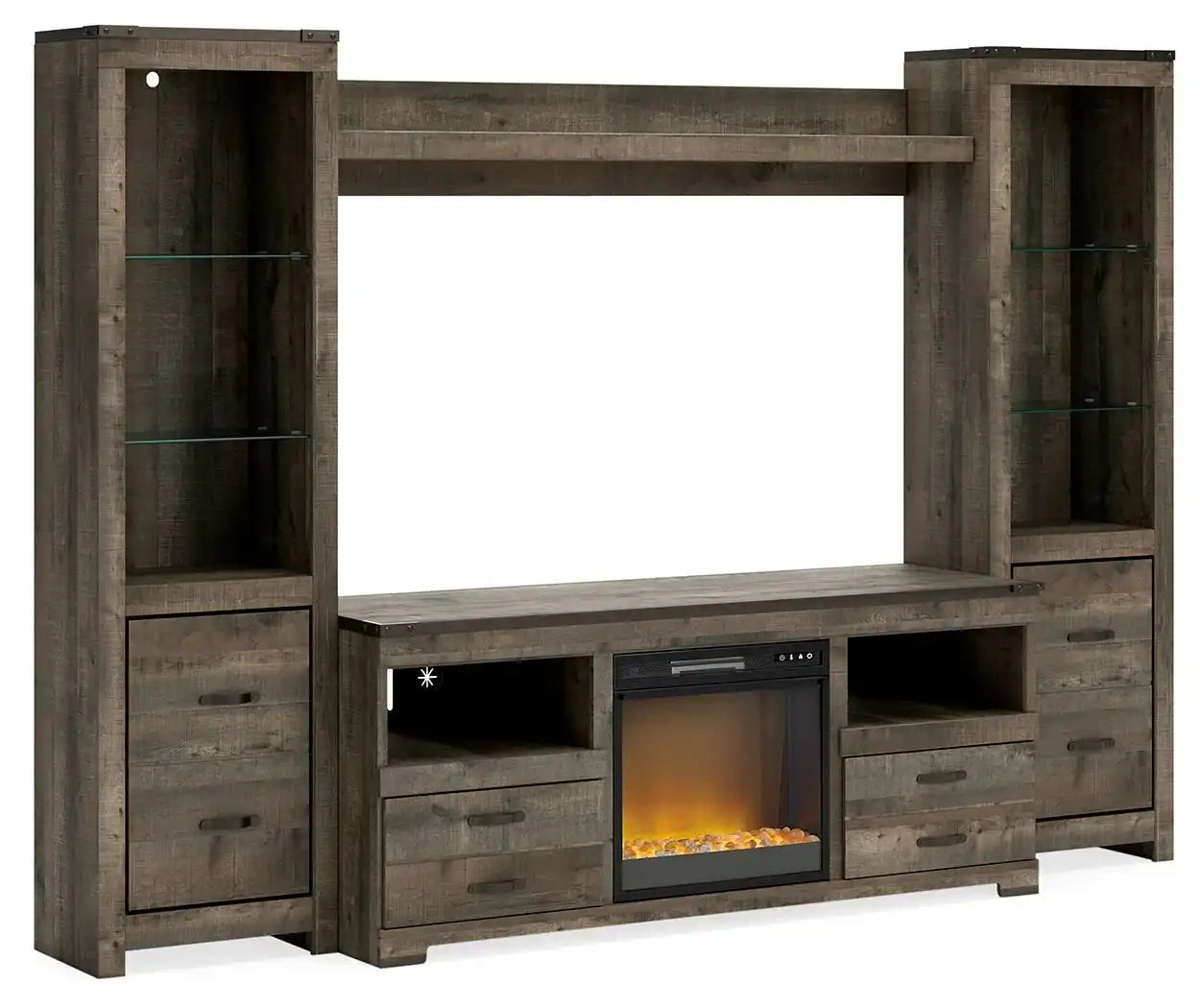 Trinell - 4-Piece Entertainment Center With TV Stand And Fireplace Insert - Best Buy Furniture