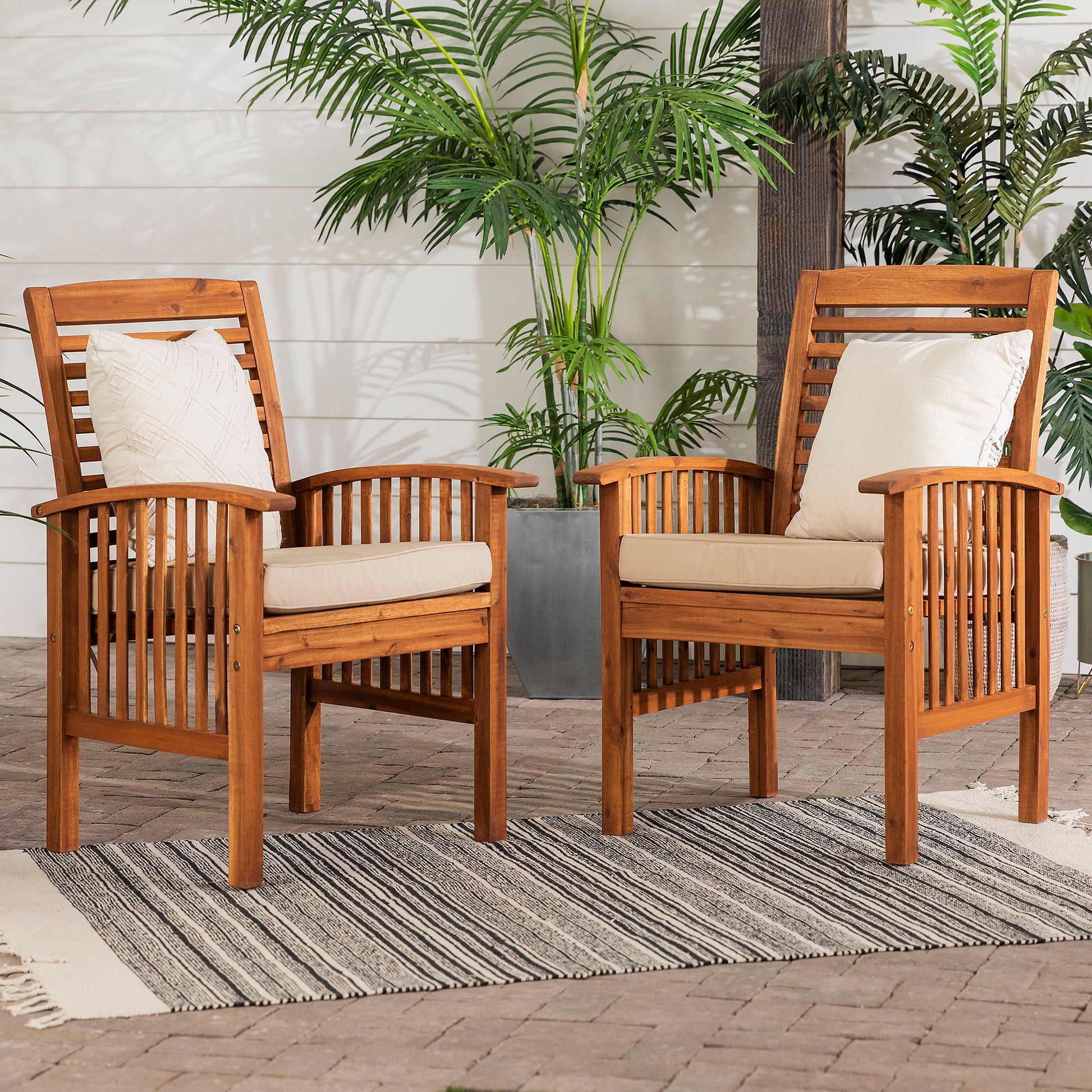 Modern 2 Piece Slat Back Patio Chairs With Cushions - Best Buy Furniture
