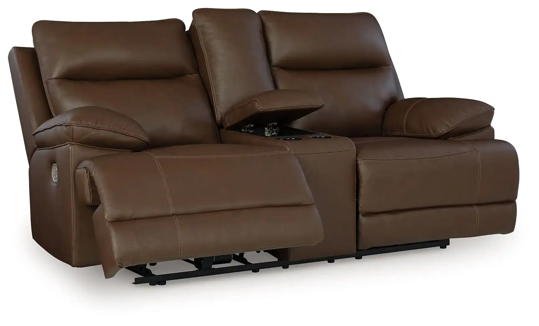 Vonryan - Power Reclining Loveseat With Console / Adj Headrest - Tobacco - Best Buy Furniture