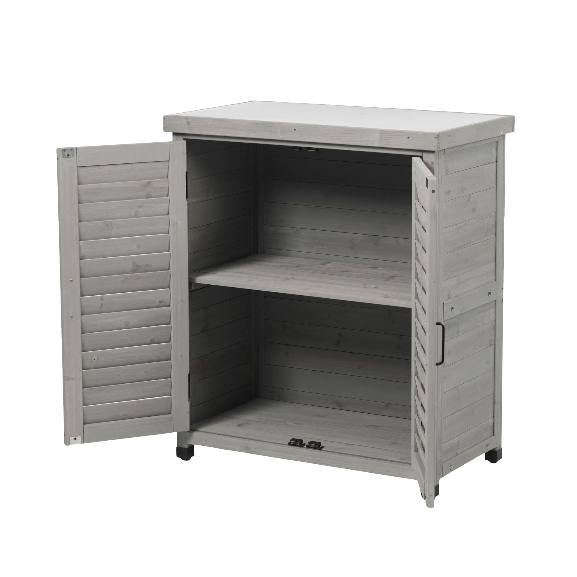 Potting Bench With Storage Cabinet And Metal Table Top For Outdoor - Best Buy Furniture