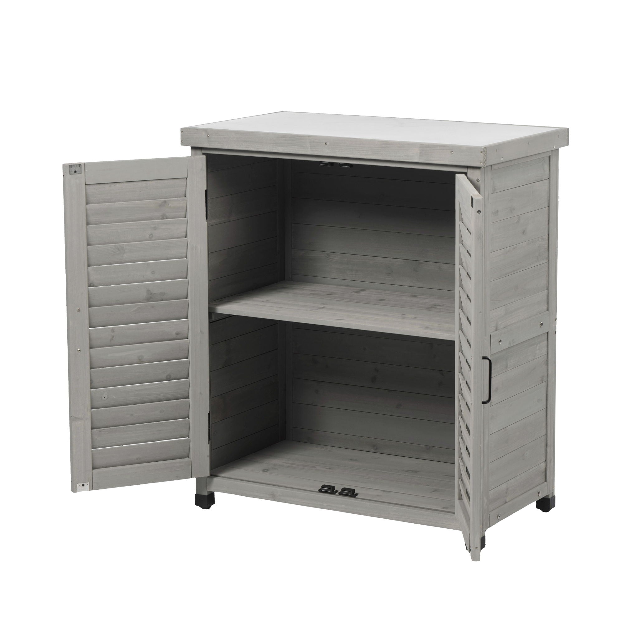 Potting Bench With Storage Cabinet And Metal Table Top For Outdoor - Best Buy Furniture