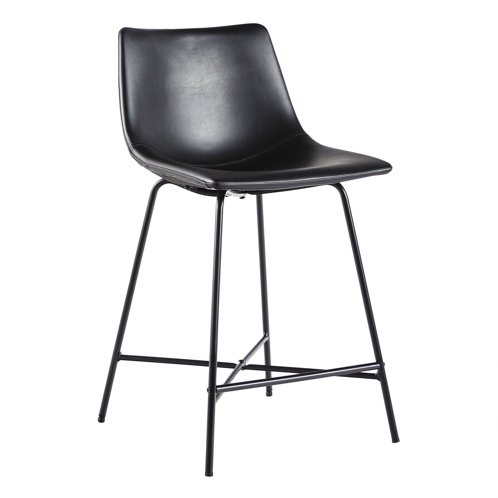 Modern Upholstered Counter Stool With Metal X Base (Set of 2) - Black - Best Buy Furniture