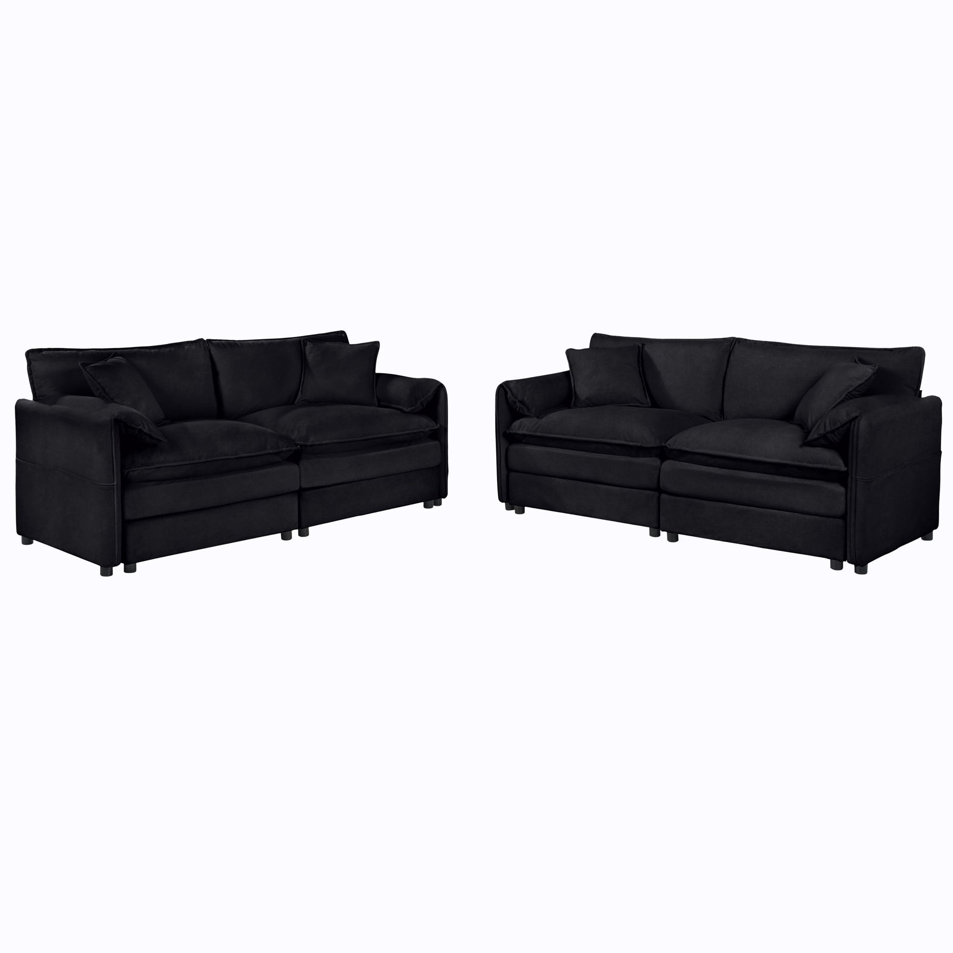 Modern Chenille Oversized Deep Seat Luxury 2 Piece Sofa Set With 4 Pillows - Best Buy Furniture