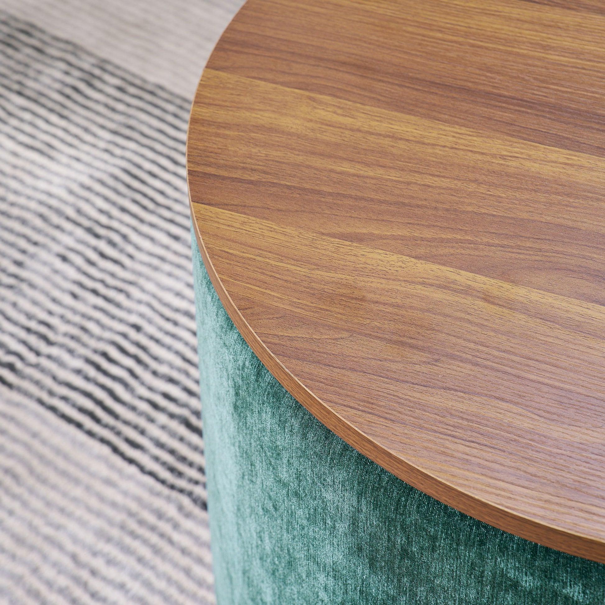 Classic 2 Piece Round Storage Ottoman Set With Drum Shaped Stool - Best Buy Furniture