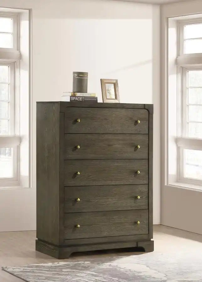 Gran Park - 5-Drawer Bedroom Chest Of Drawers - Dark Cocoa - Best Buy Furniture